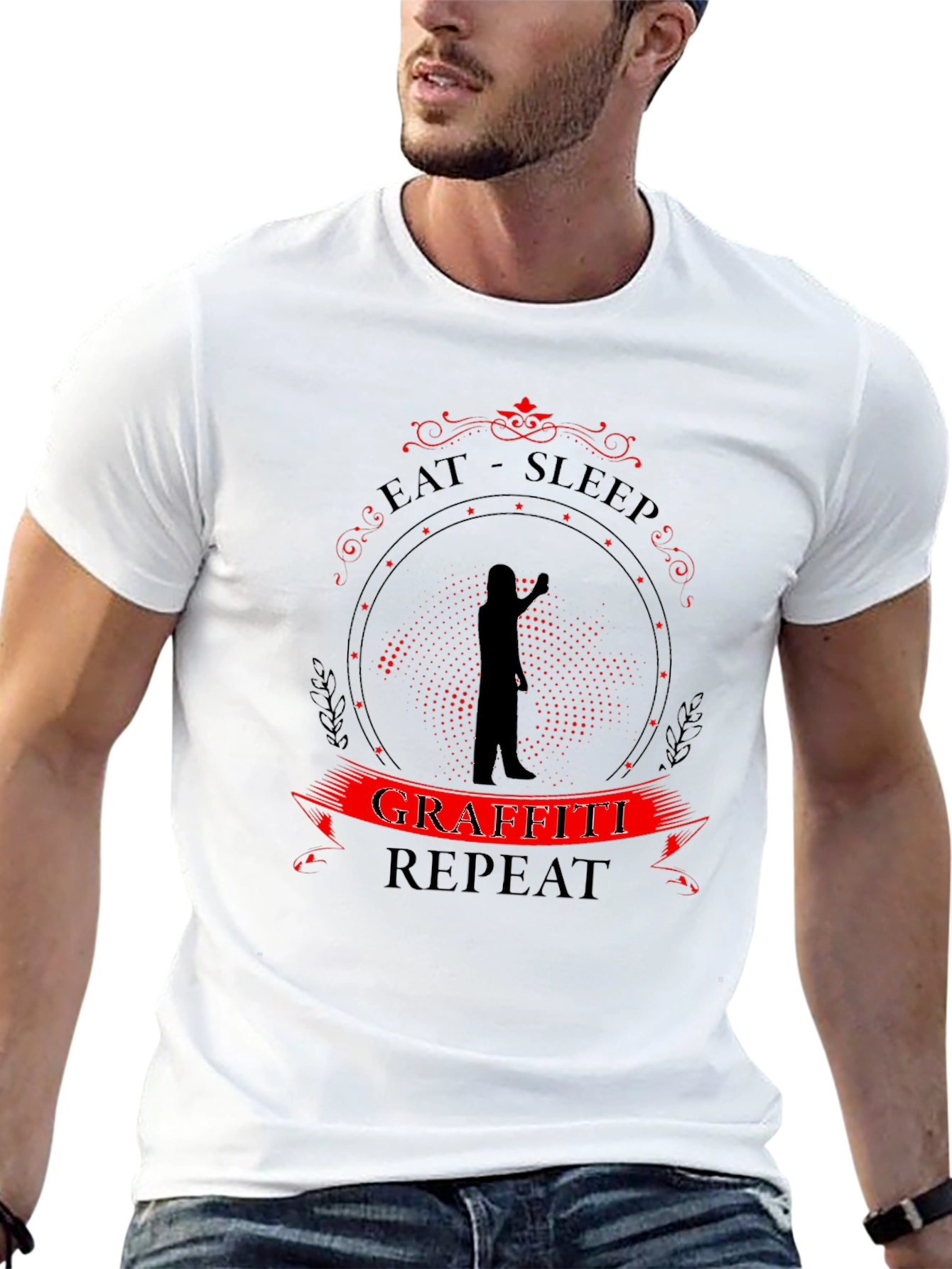 Eat Sleep Graffiti Repeat Black T-Shirt