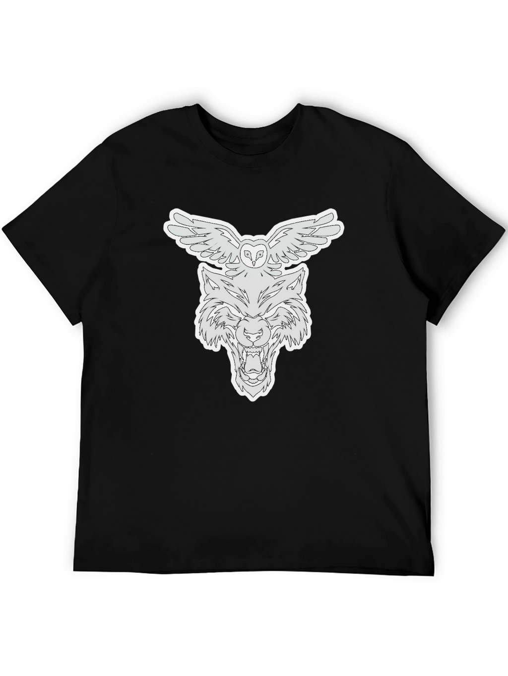 Owl & Wolf Graphic Tee - Black