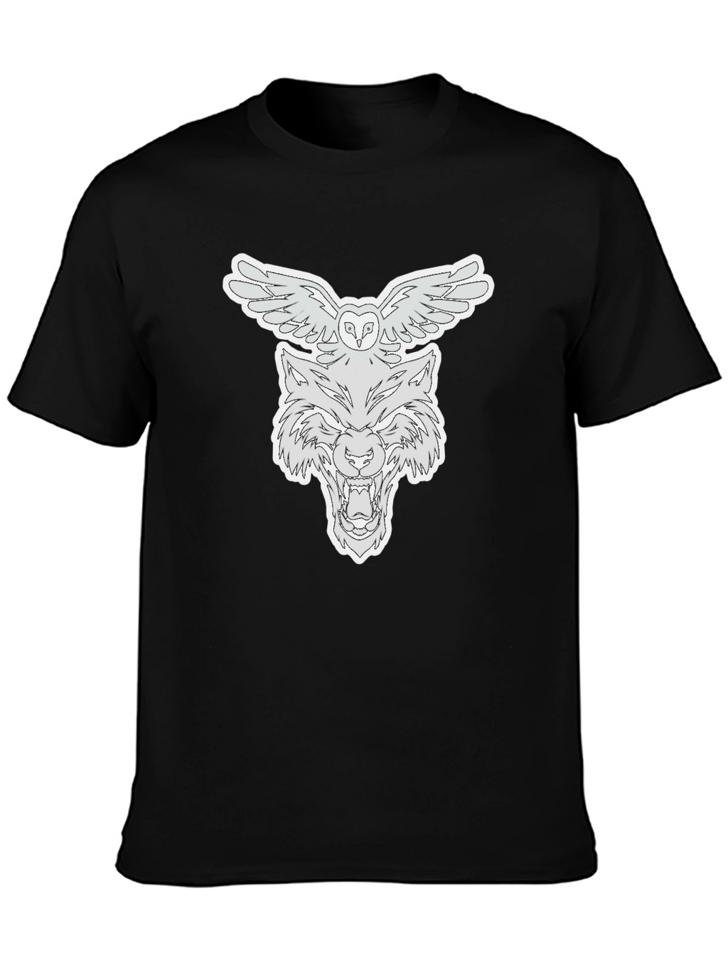 Owl & Wolf Graphic Tee - Black