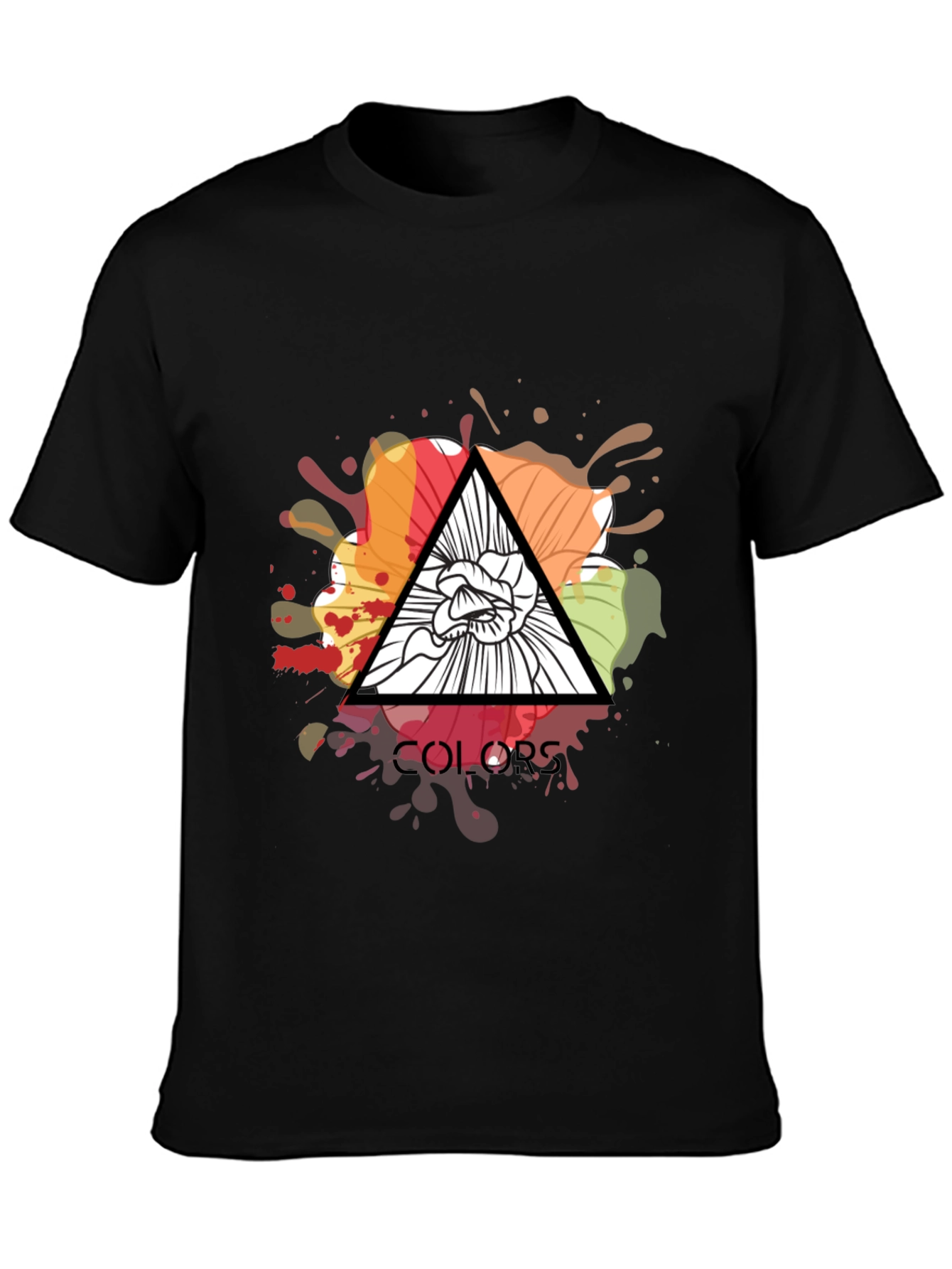 Abstract Floral Graphic Tee - Colors Triangle Design