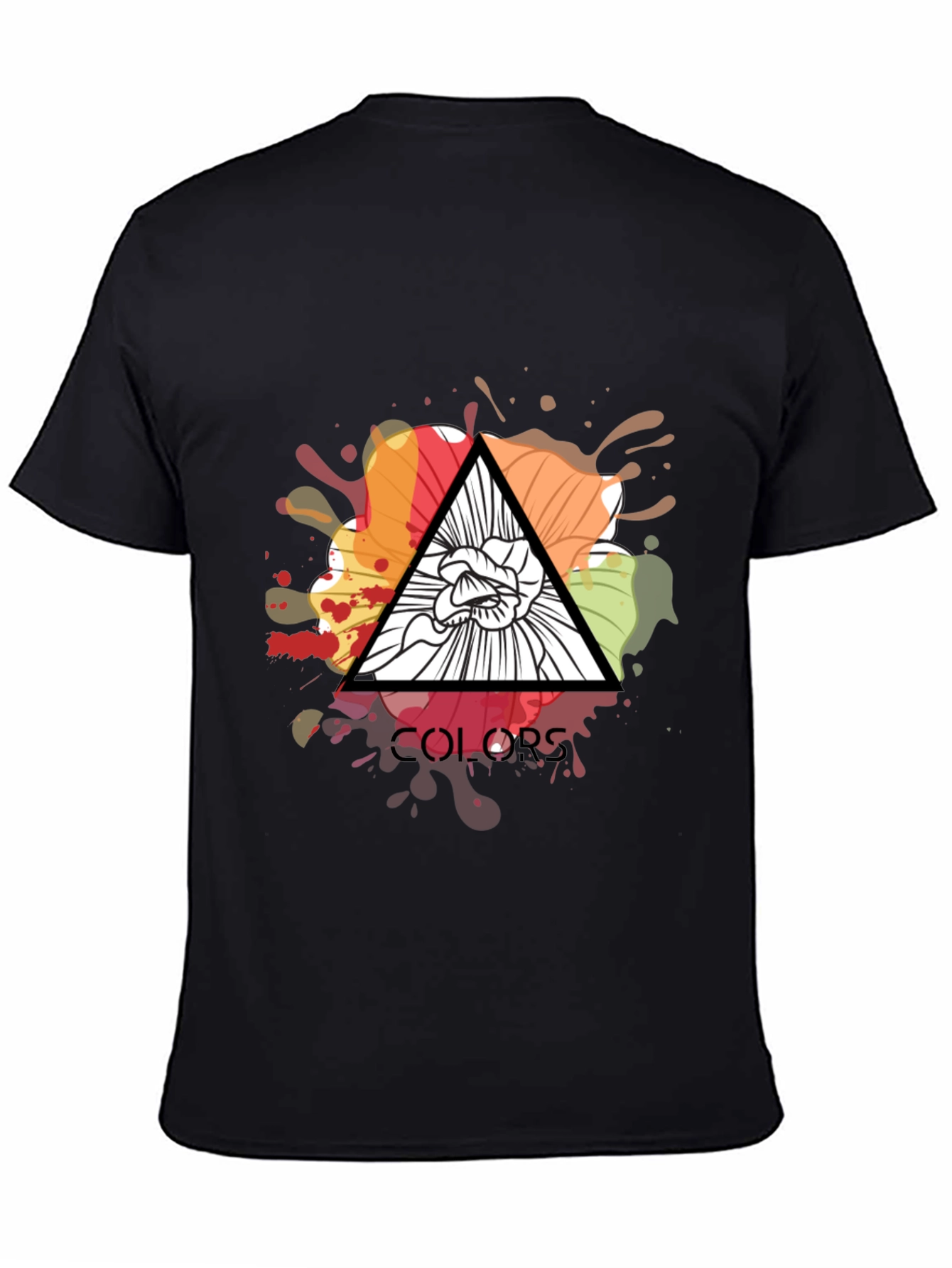 Abstract Floral Graphic Tee - Colors Triangle Design