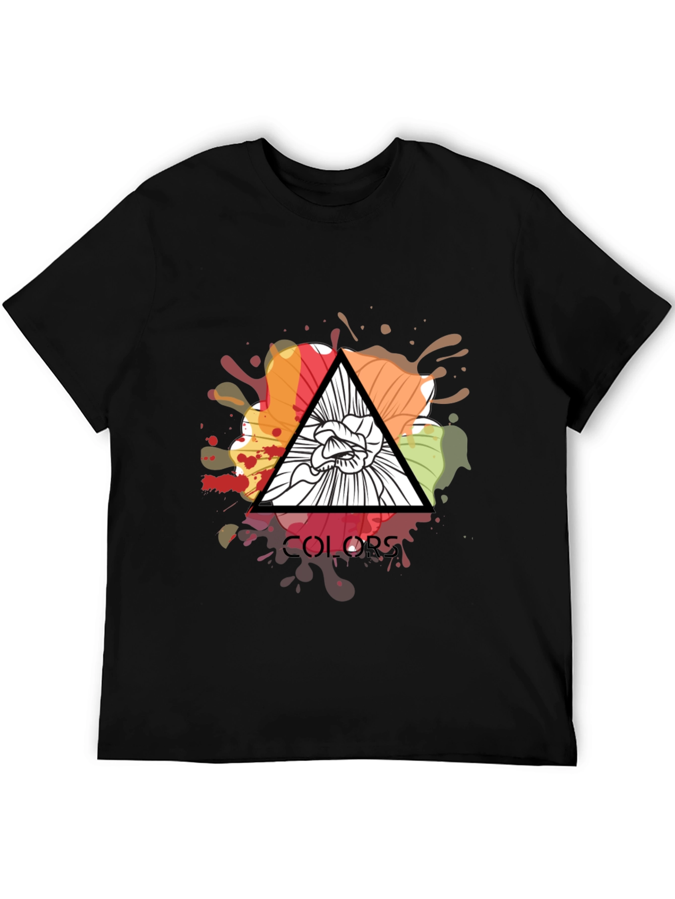 Abstract Floral Graphic Tee - Colors Triangle Design