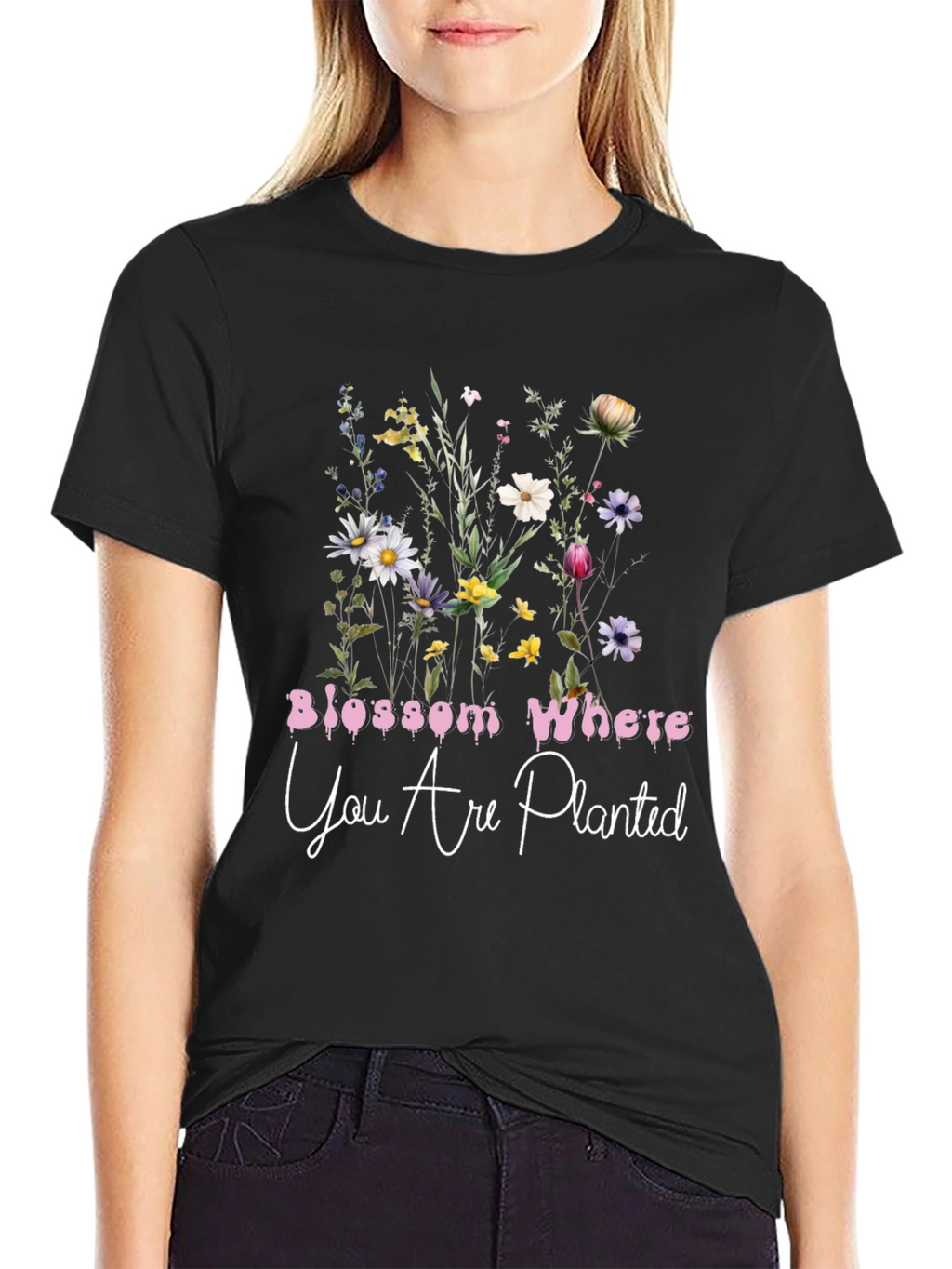 Floral Graphic Tee: Blossom Where You Are Planted