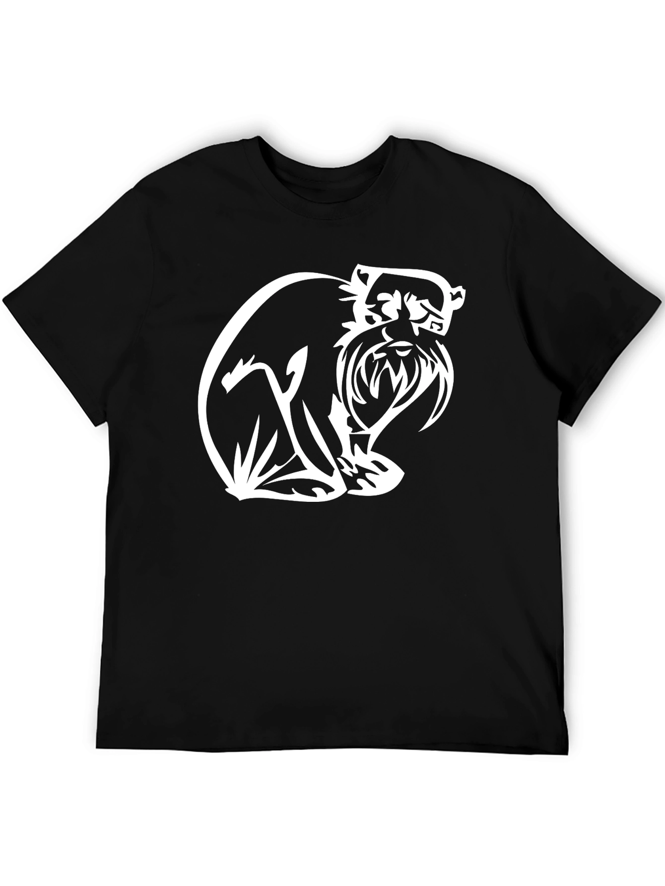 Black T-Shirt with White Schnauzer Graphic Print