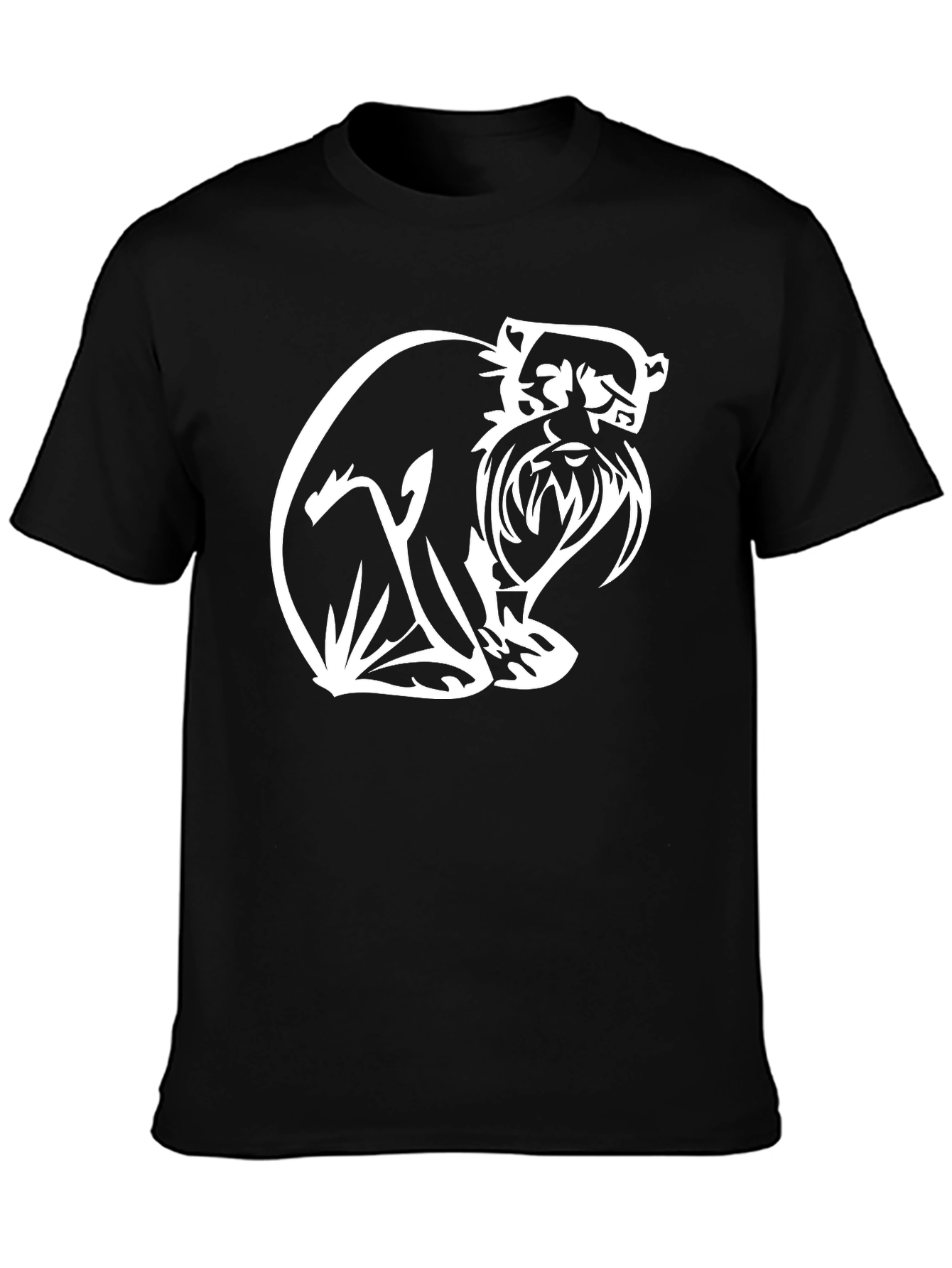 Black T-Shirt with White Schnauzer Graphic Print