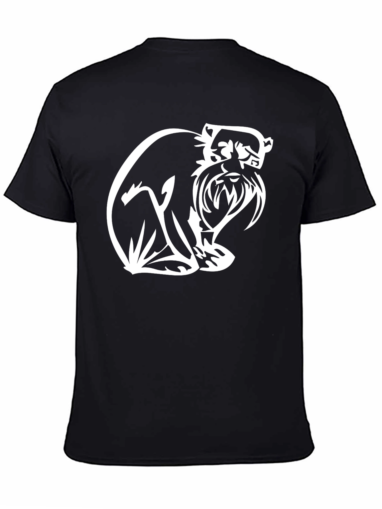 Black T-Shirt with White Schnauzer Graphic Print