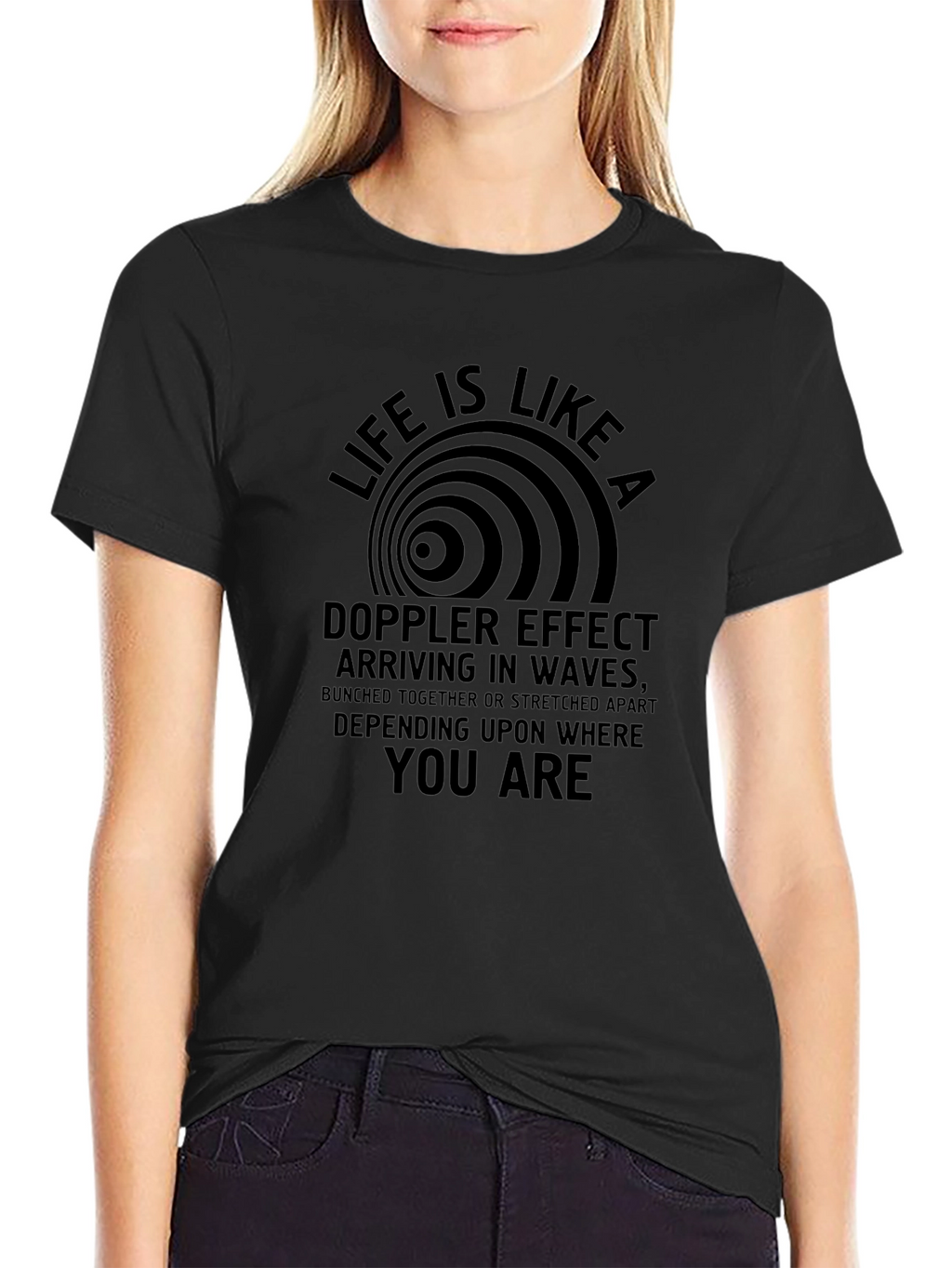 Doppler Effect Waves Mens Black Graphic T-Shirt
