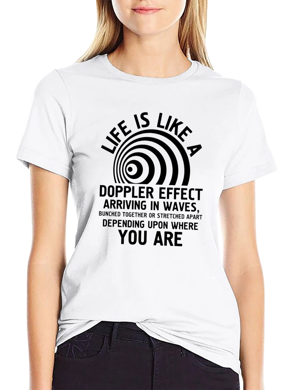 Doppler Effect Waves Mens Black Graphic T-Shirt
