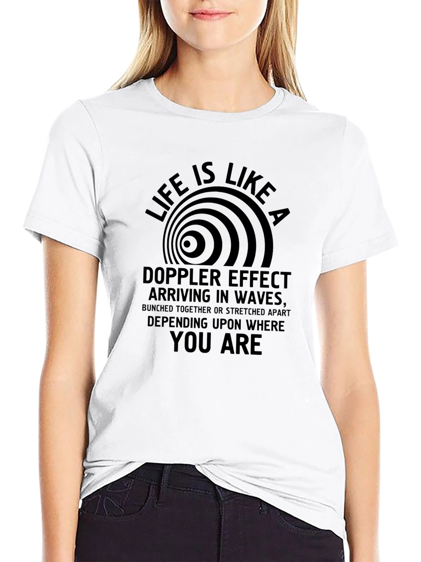 Doppler Effect Waves Mens Black Graphic T-Shirt