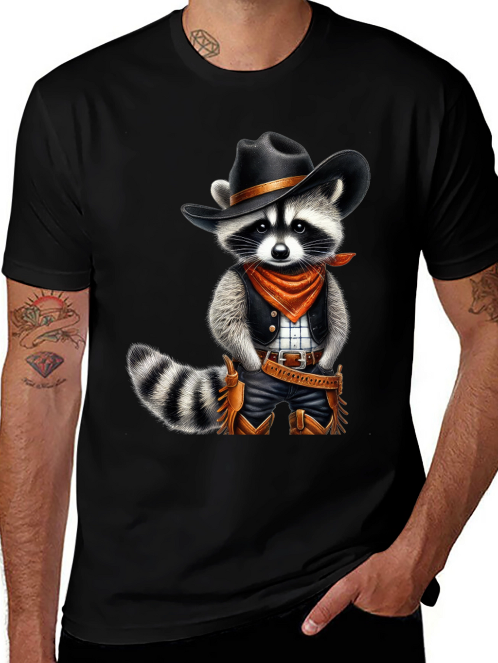 Cowboy Raccoon T-Shirt - Western Style Animal Tee