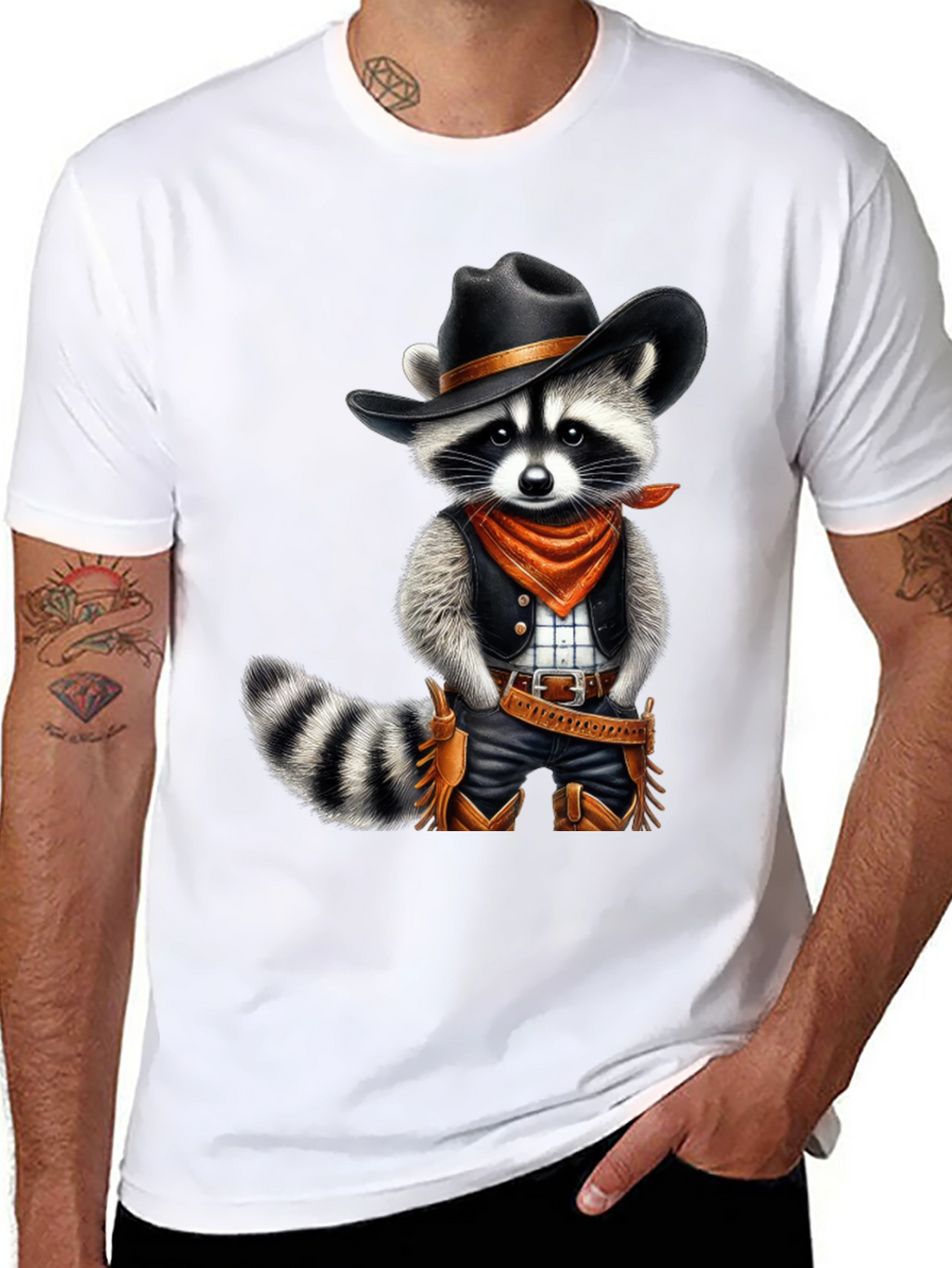 Cowboy Raccoon T-Shirt - Western Style Animal Tee