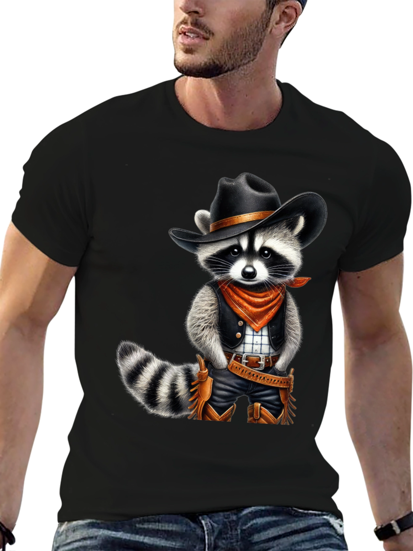 Cowboy Raccoon T-Shirt - Western Style Animal Tee