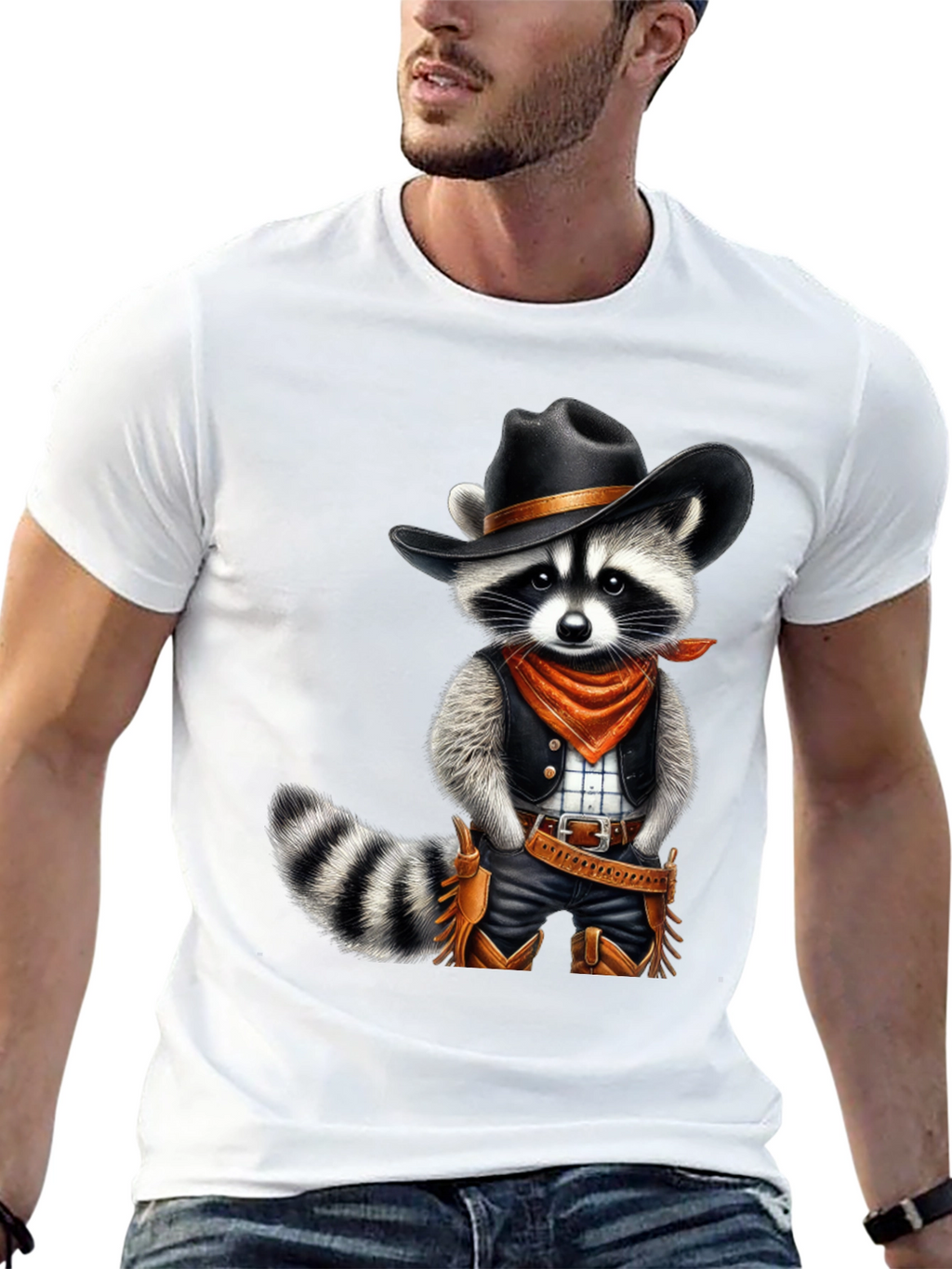 Cowboy Raccoon T-Shirt - Western Style Animal Tee
