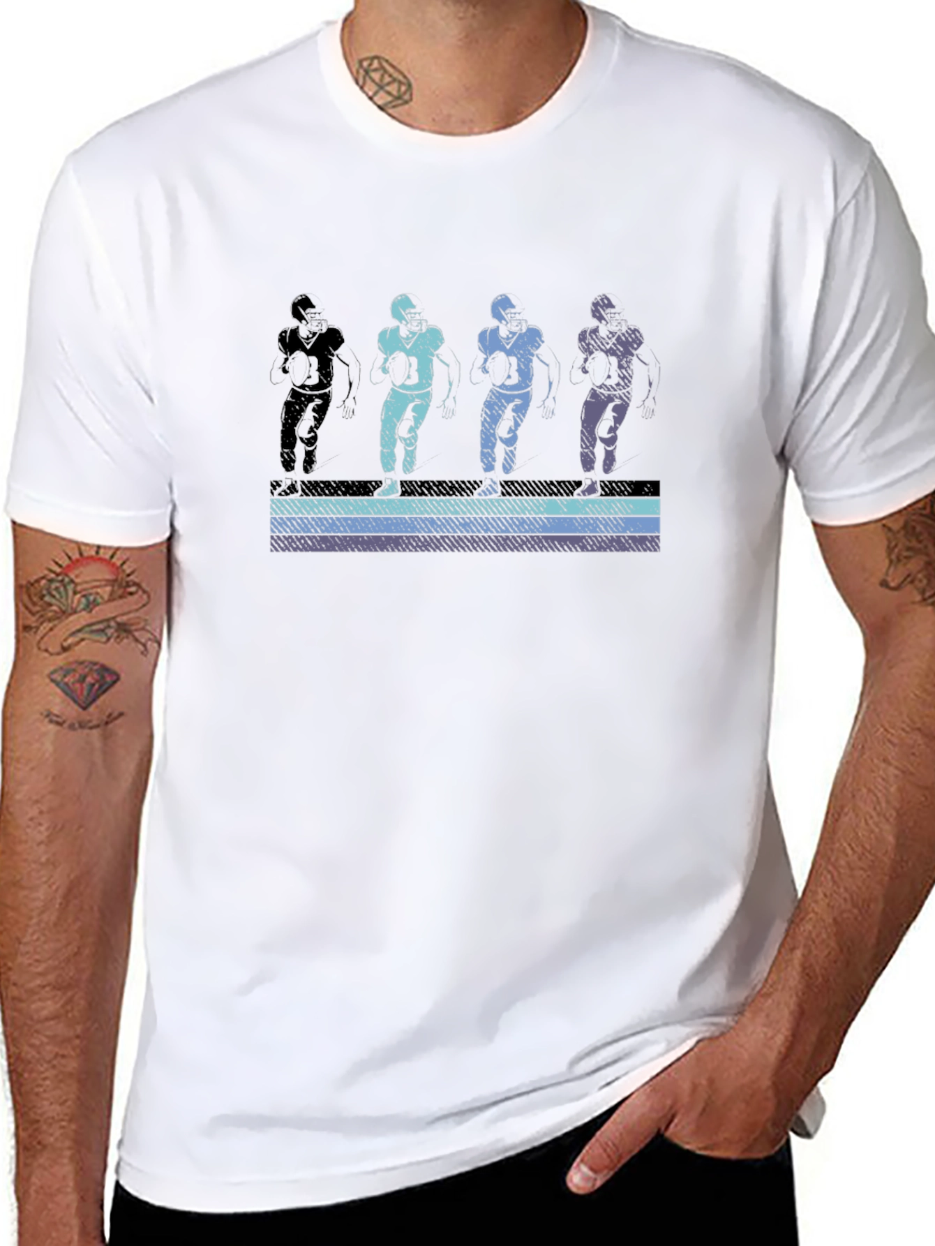 Retro Football Player Graphic T-Shirt