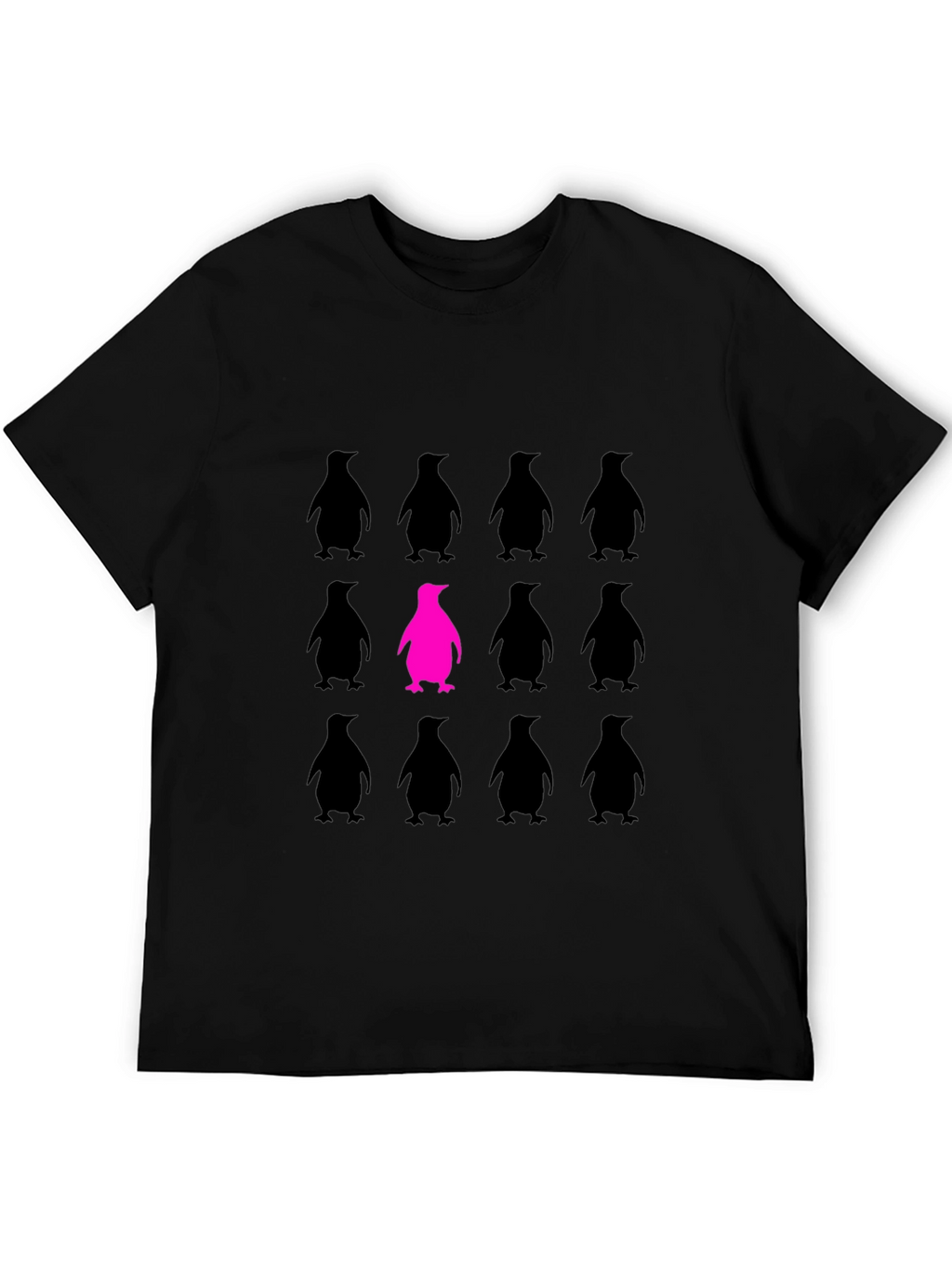 Be Unique Penguin Graphic Tee - Black