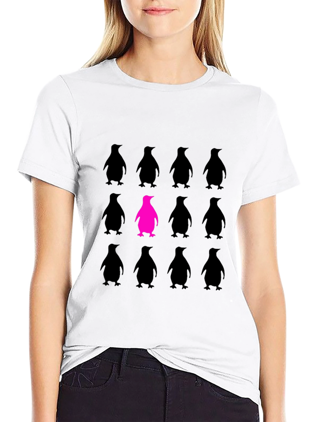 Be Unique Penguin Graphic Tee - Black