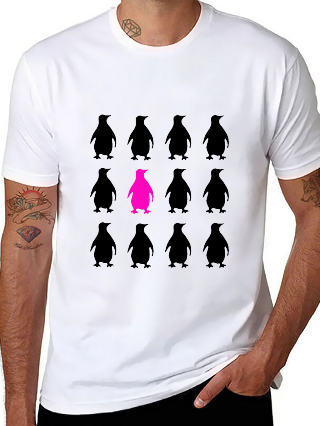 Be Unique Penguin Graphic Tee - Black