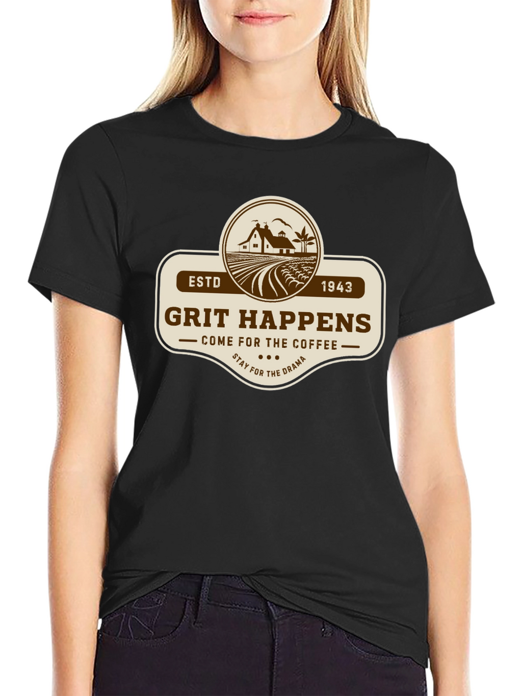 Grit Happens Coffee Drama Black T-Shirt