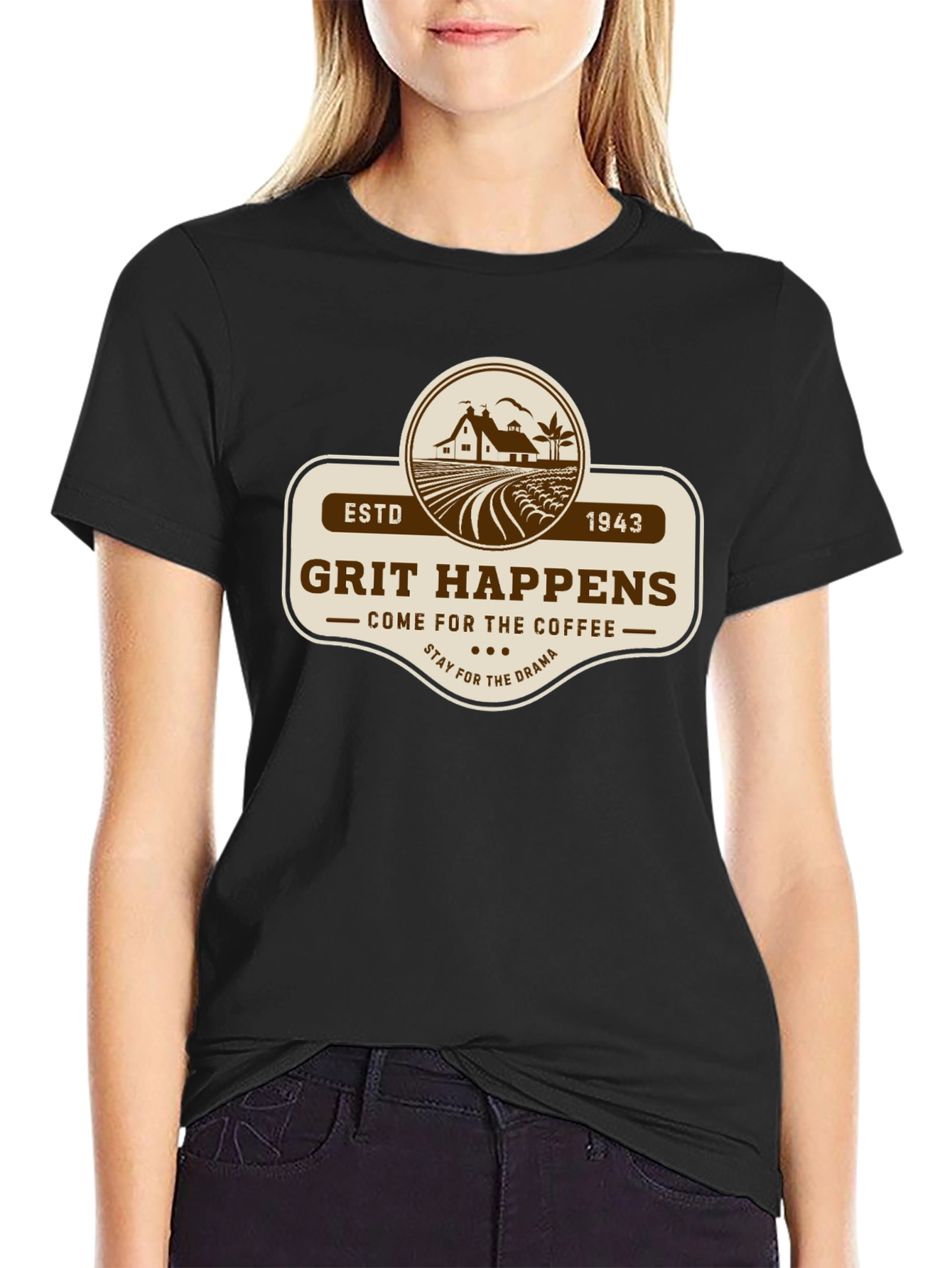 Grit Happens Coffee Drama Black T-Shirt