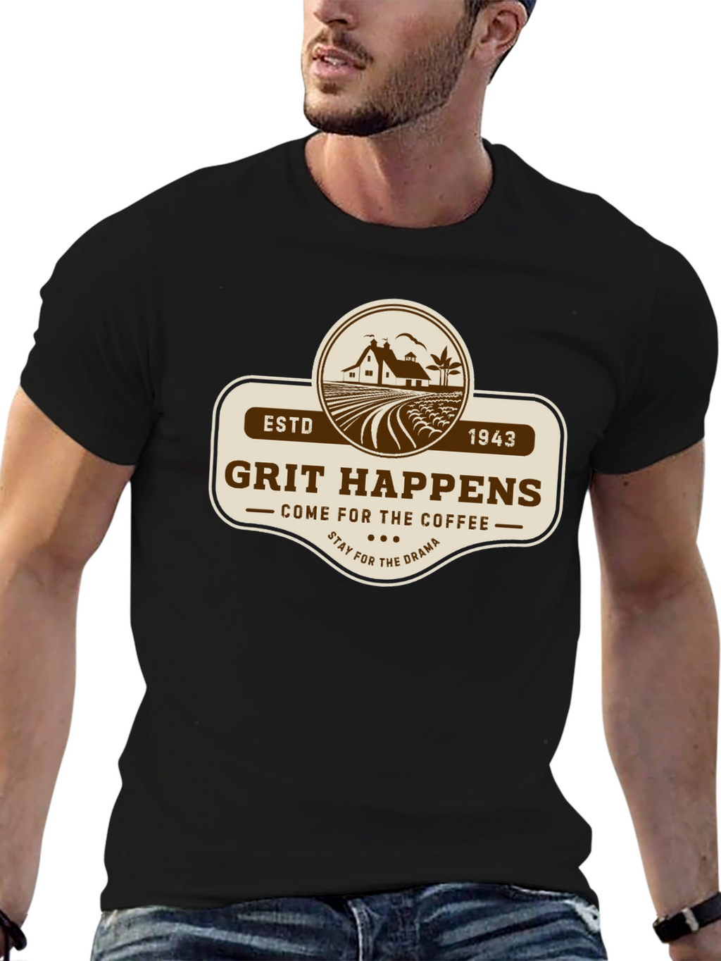Grit Happens Coffee Drama Black T-Shirt