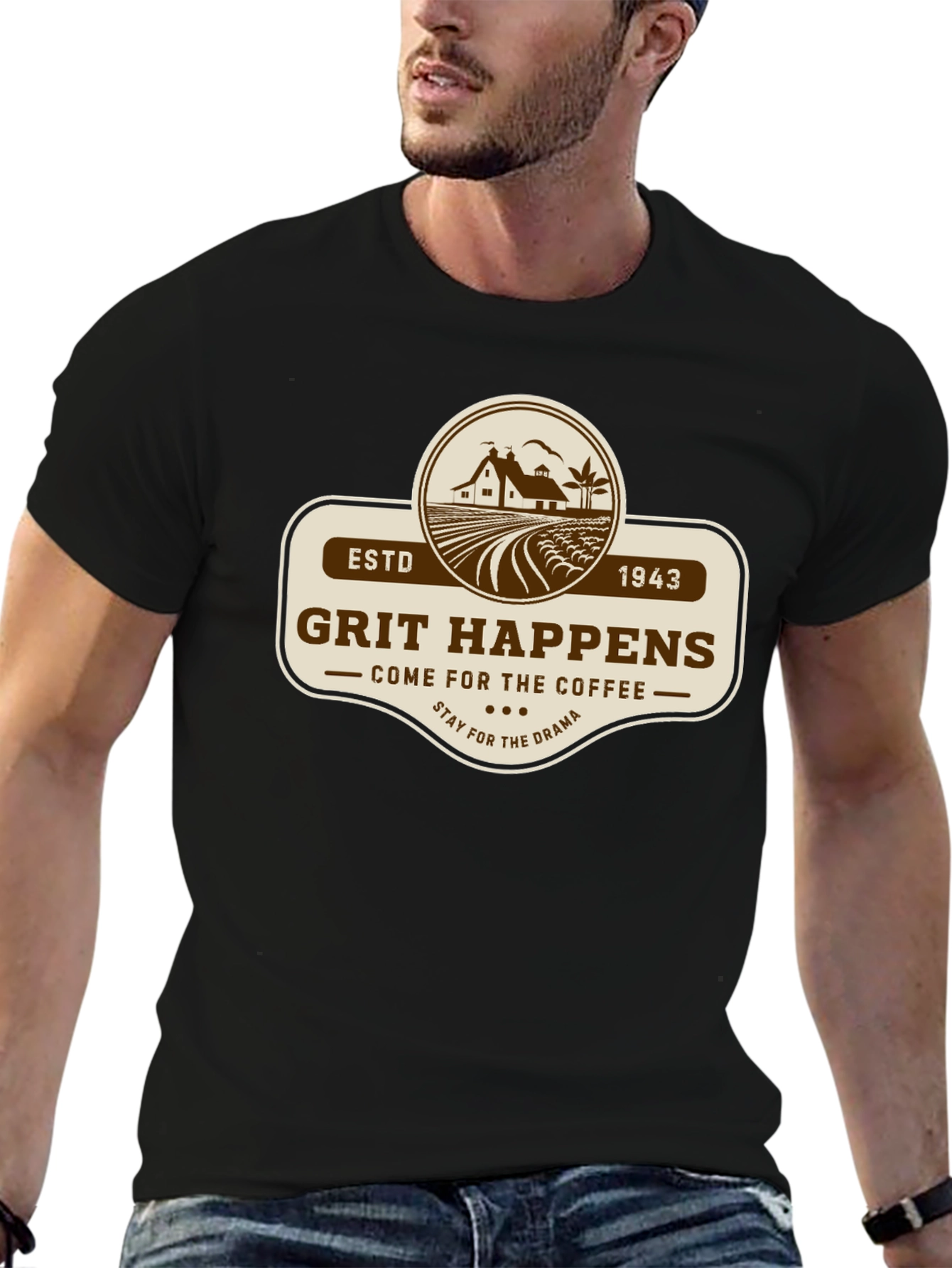 Grit Happens Coffee Drama Black T-Shirt
