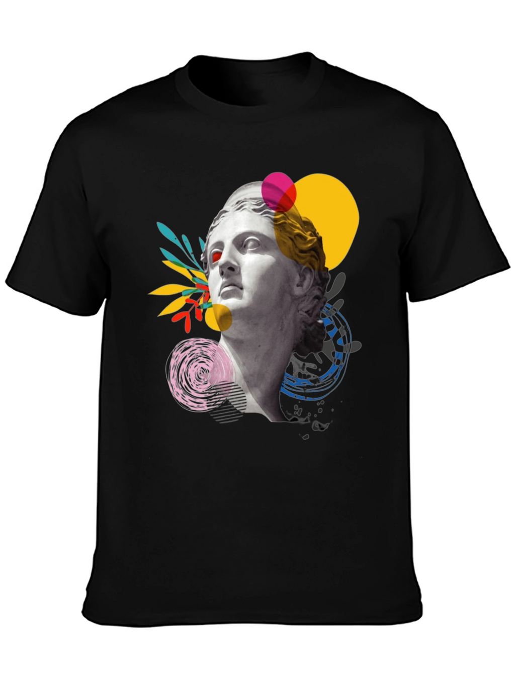 Statue Head Graphic Print Black T-Shirt