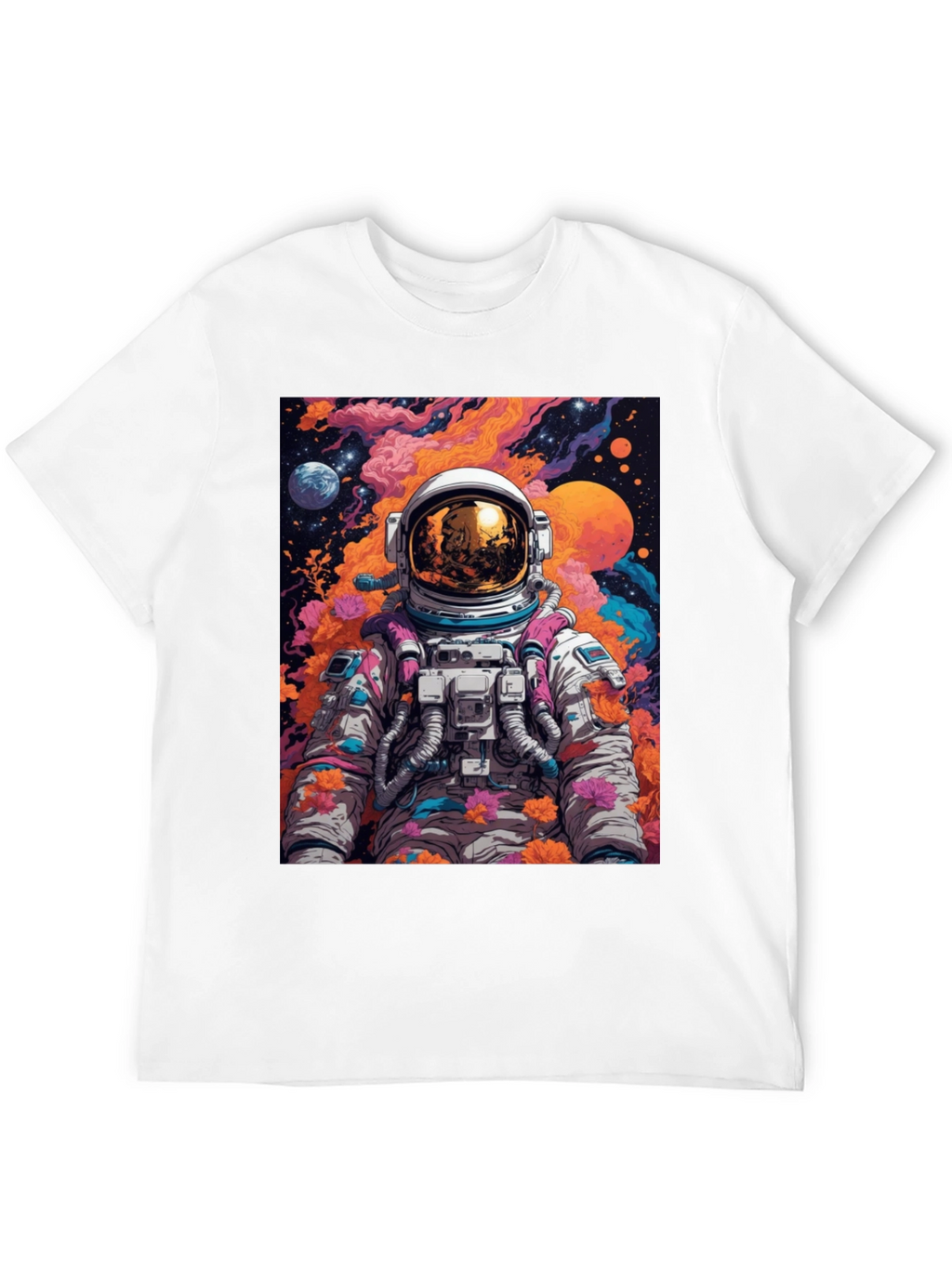 Astronaut Floral Graphic Tee - Space Lover T-Shirt