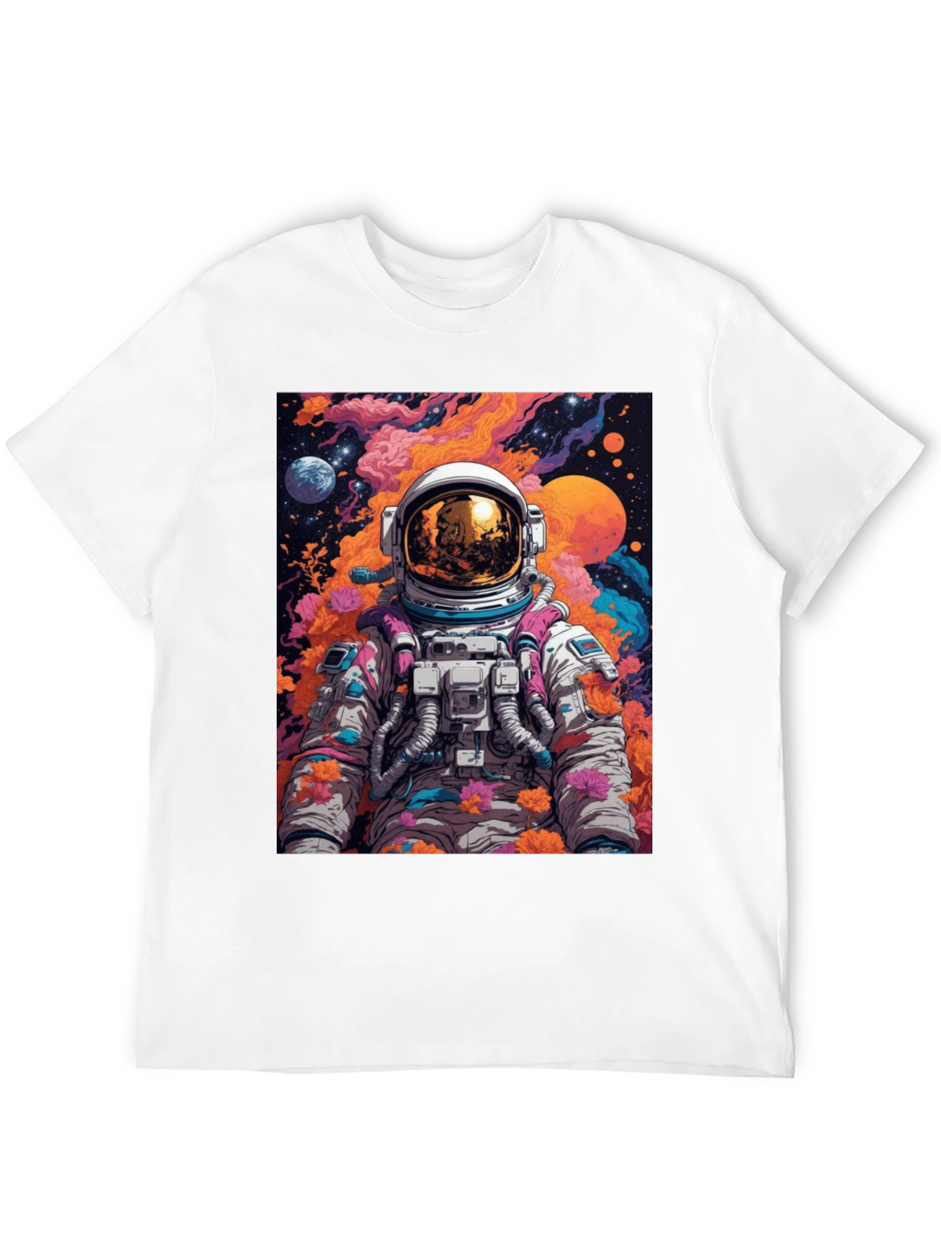 Astronaut Floral Graphic Tee - Space Lover T-Shirt