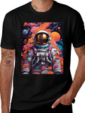 Astronaut Floral Graphic Tee - Space Lover T-Shirt