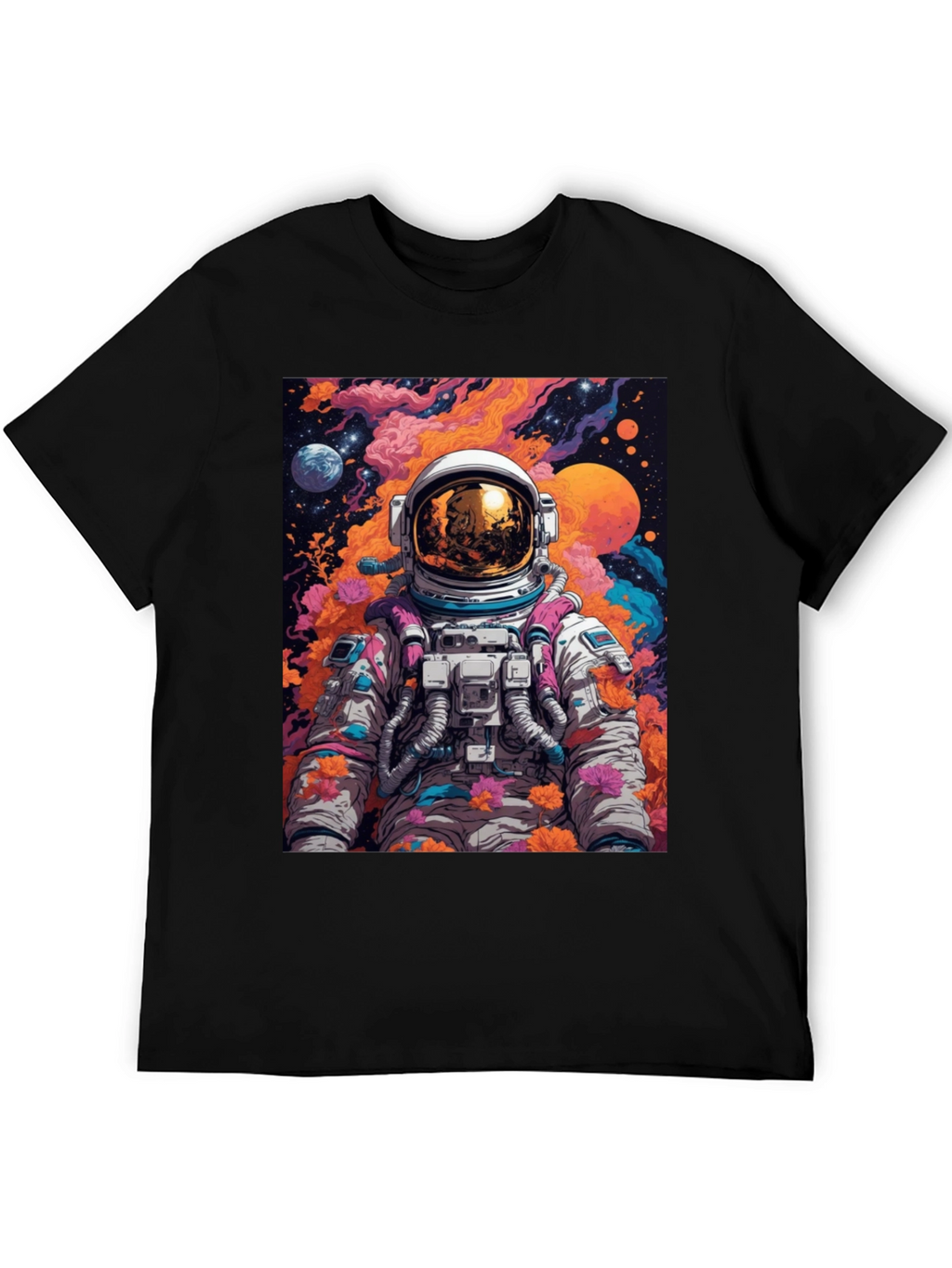 Astronaut Floral Graphic Tee - Space Lover T-Shirt
