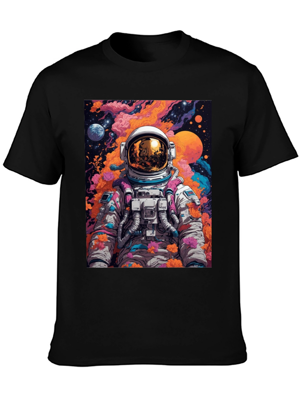 Astronaut Floral Graphic Tee - Space Lover T-Shirt