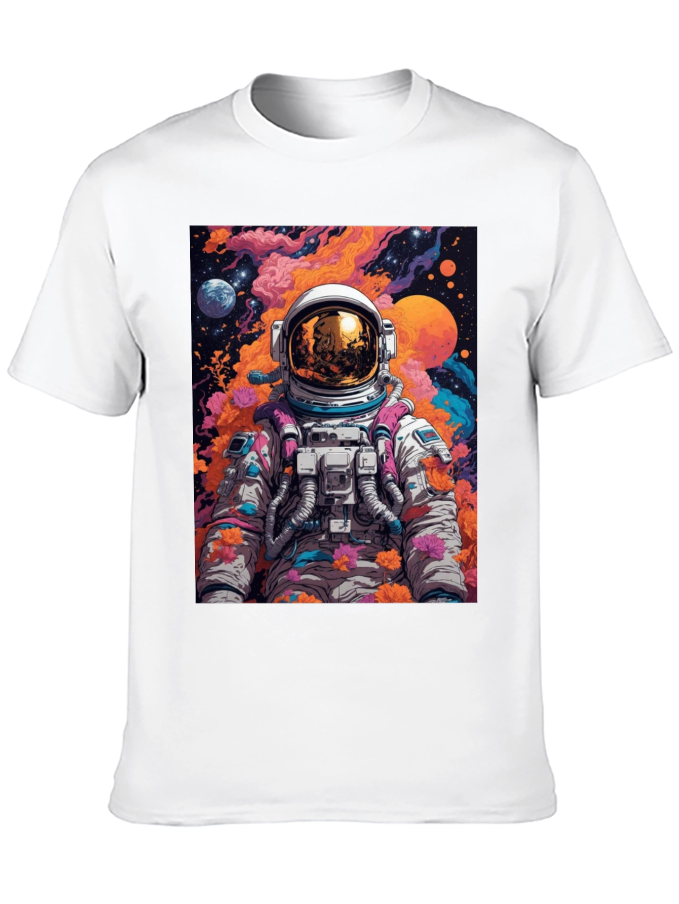 Astronaut Floral Graphic Tee - Space Lover T-Shirt
