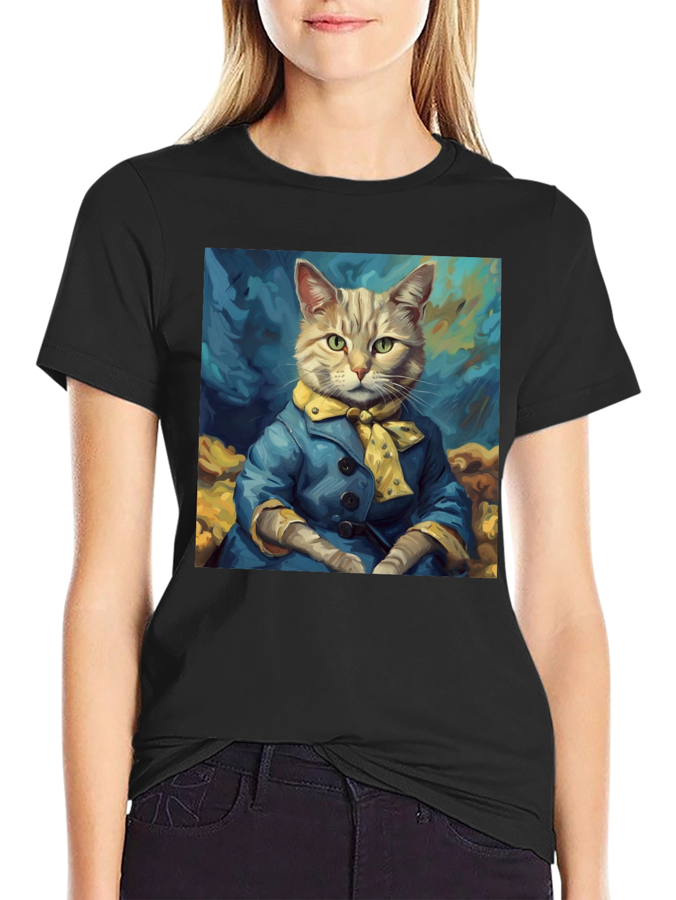 Cat Art T-Shirt - Dapper Feline Design
