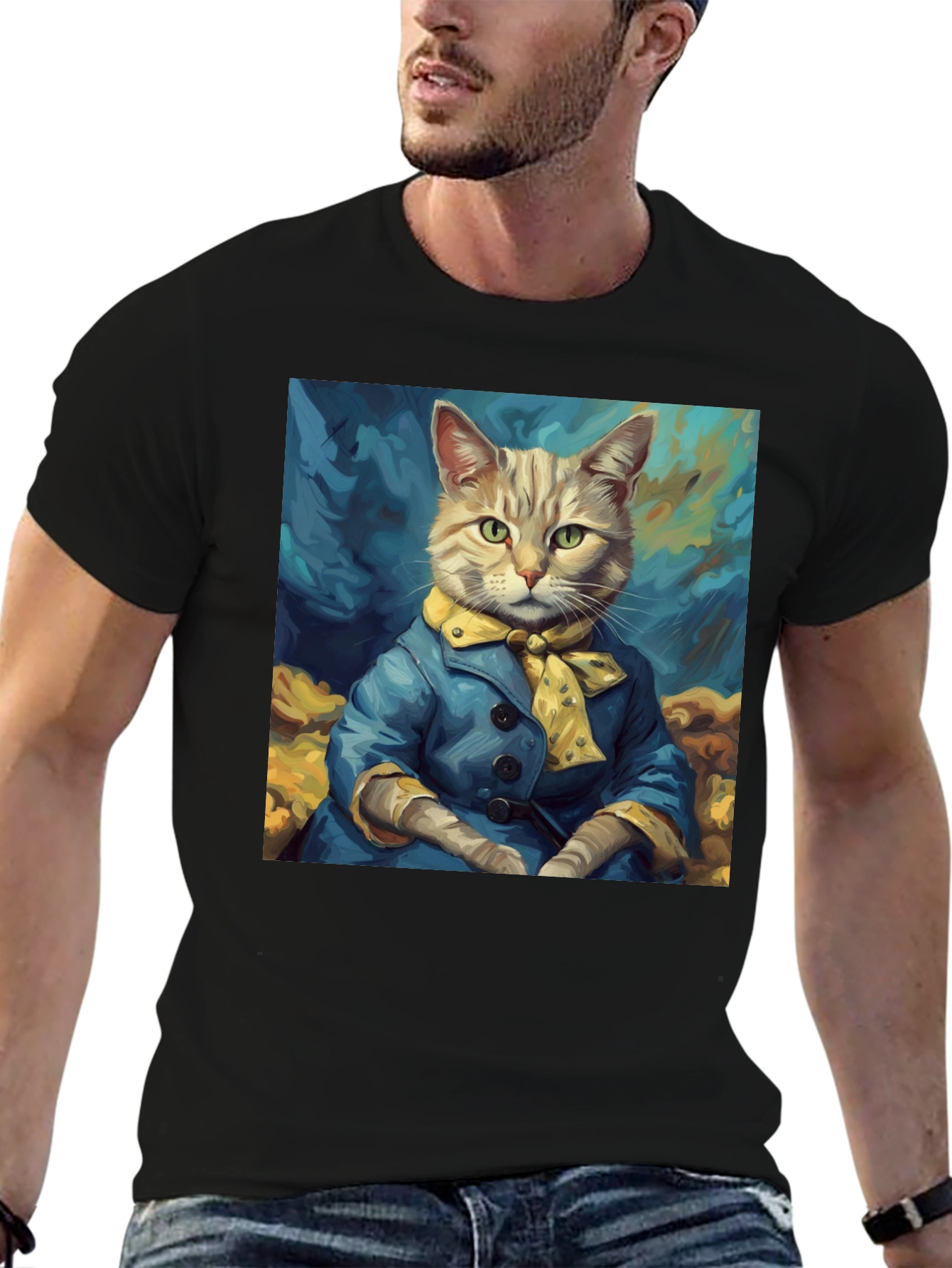 Cat Art T-Shirt - Dapper Feline Design