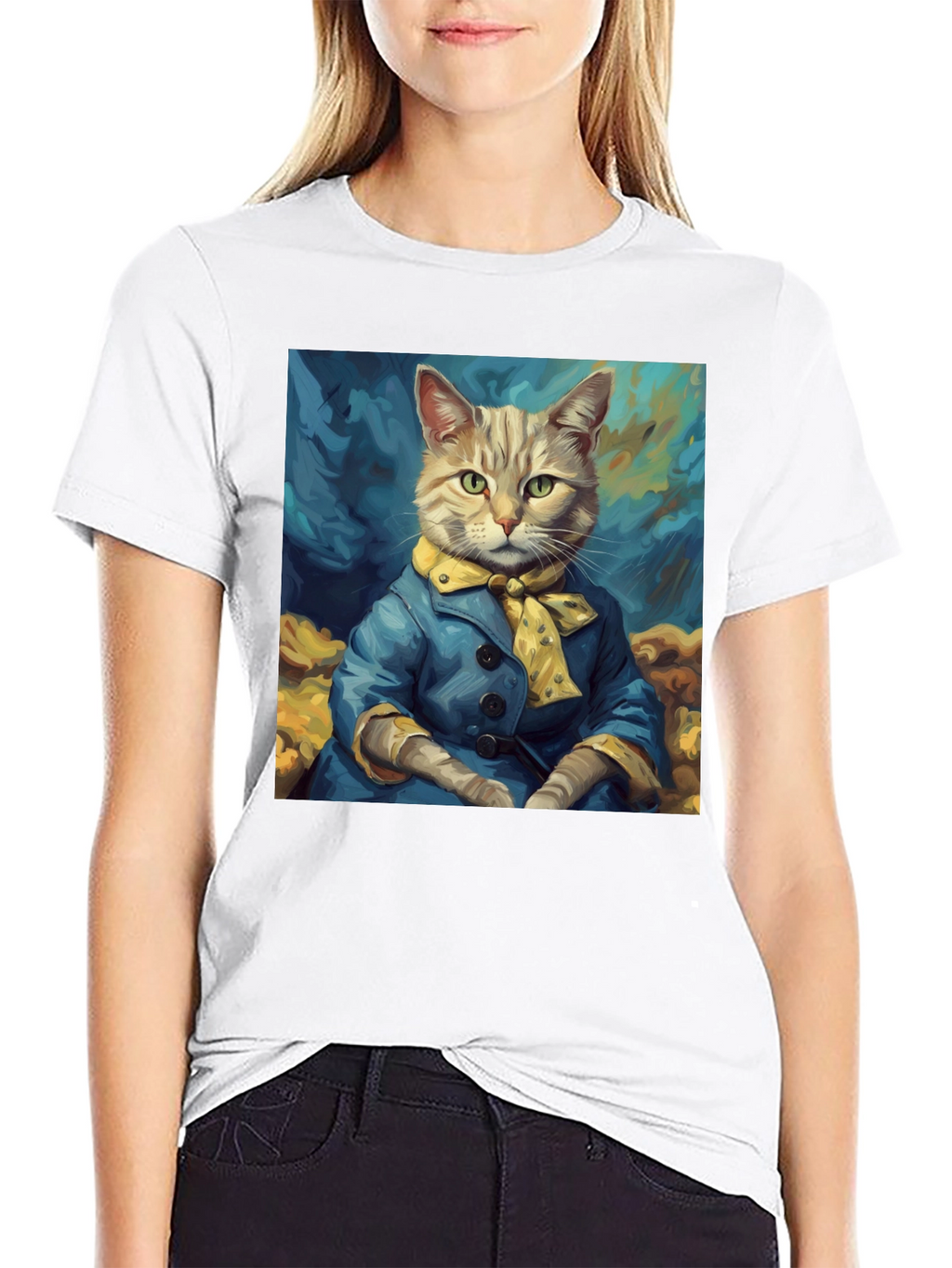 Cat Art T-Shirt - Dapper Feline Design
