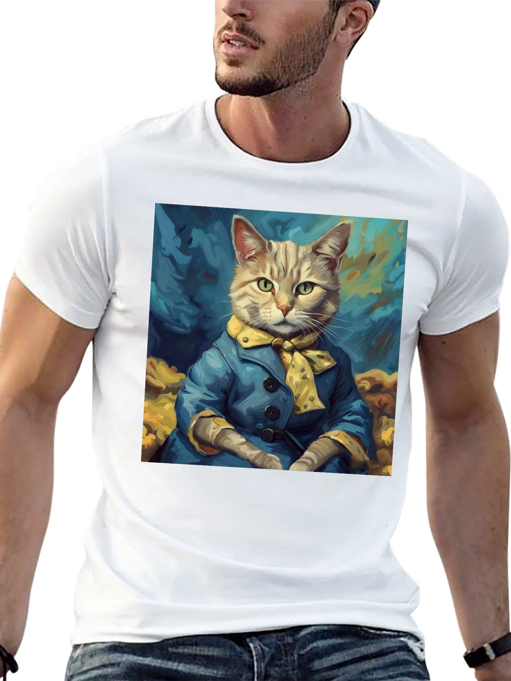 Cat Art T-Shirt - Dapper Feline Design