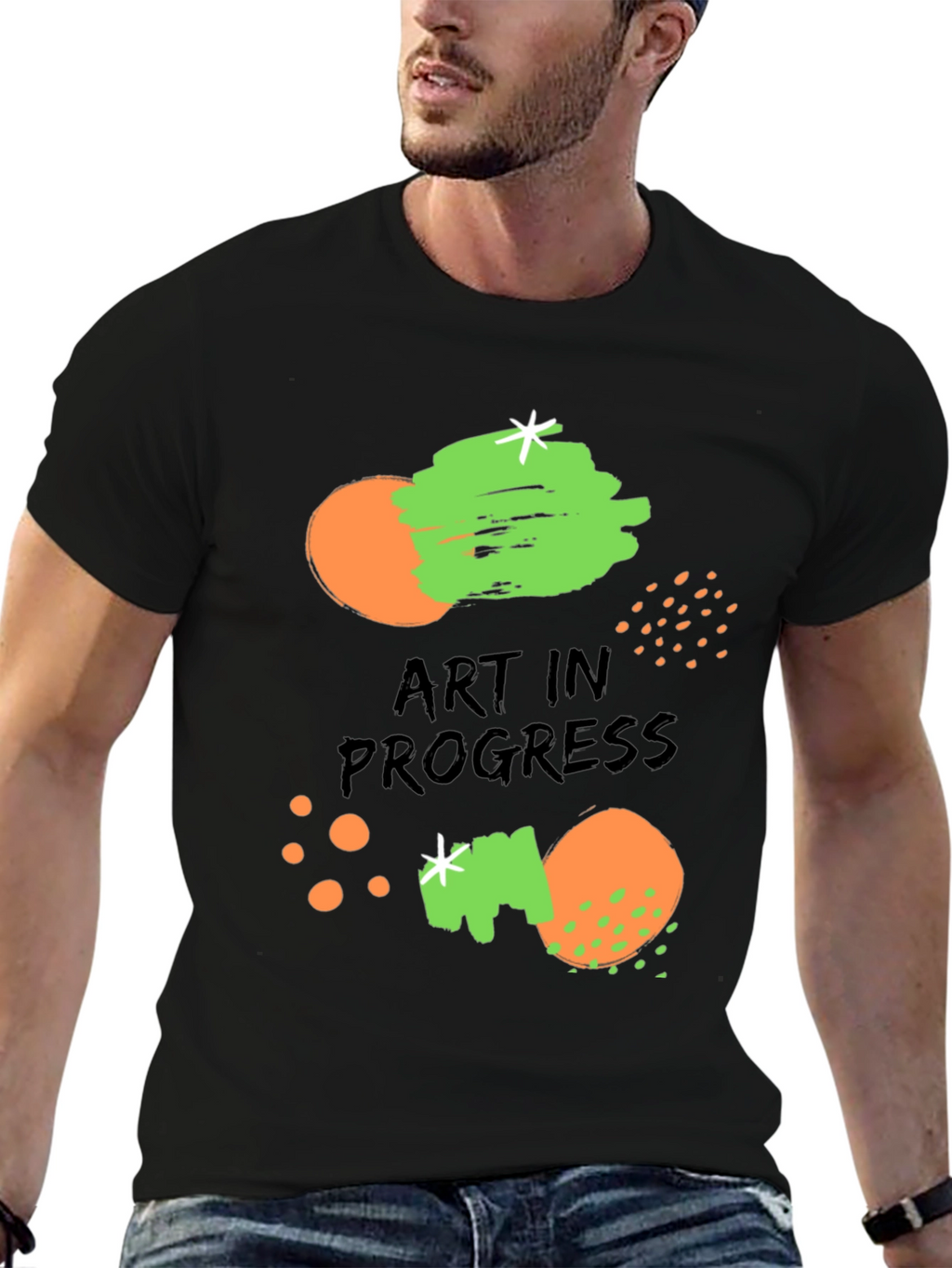 Art in Progress Graphic Print Black T-Shirt
