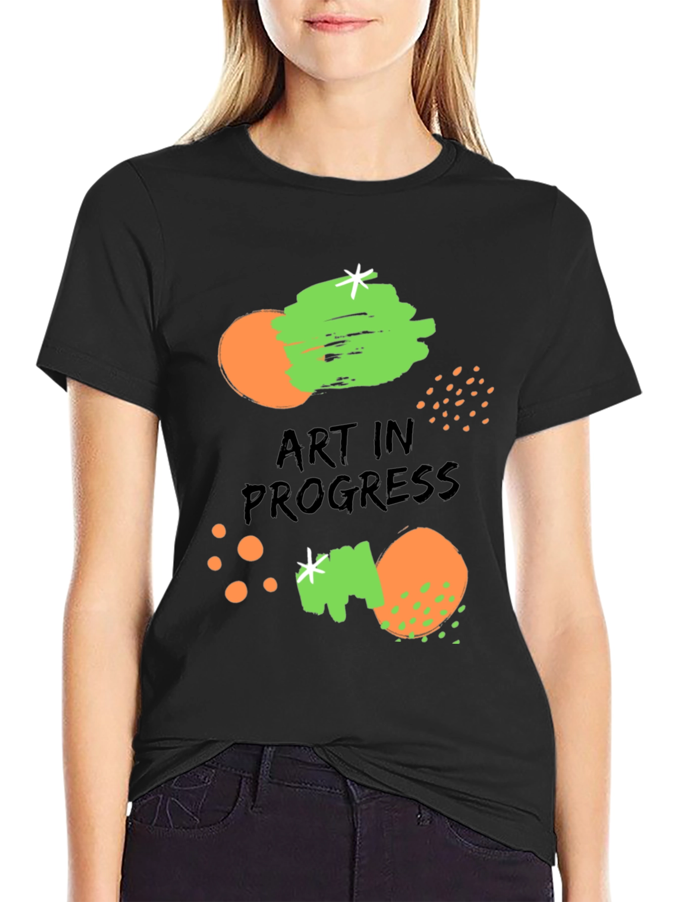 Art in Progress Graphic Print Black T-Shirt