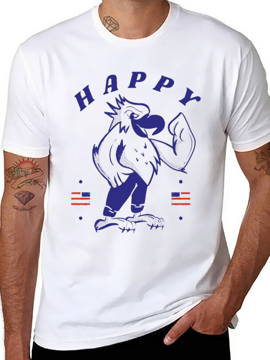 Happy Eagle Graphic Tee - Patriotic Style