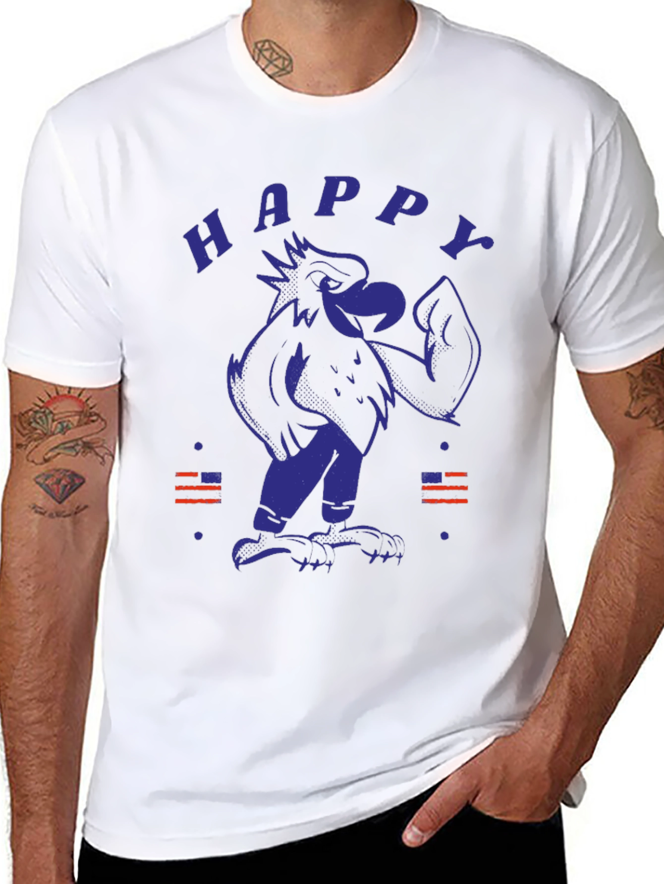 Happy Eagle Graphic Tee - Patriotic Style