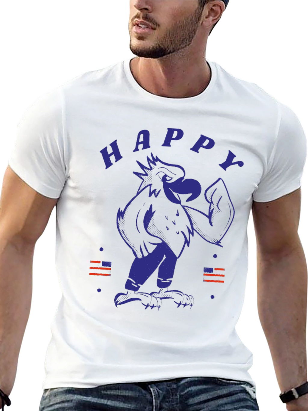 Happy Eagle Graphic Tee - Patriotic Style