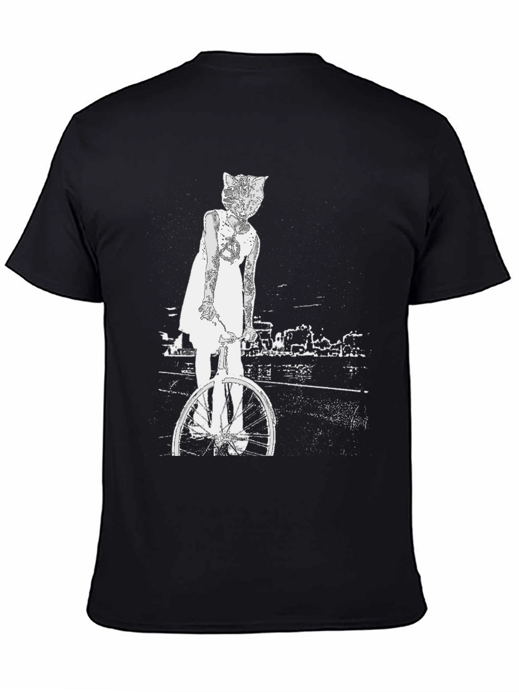 Cat Girl Bicycle Graphic T-Shirt