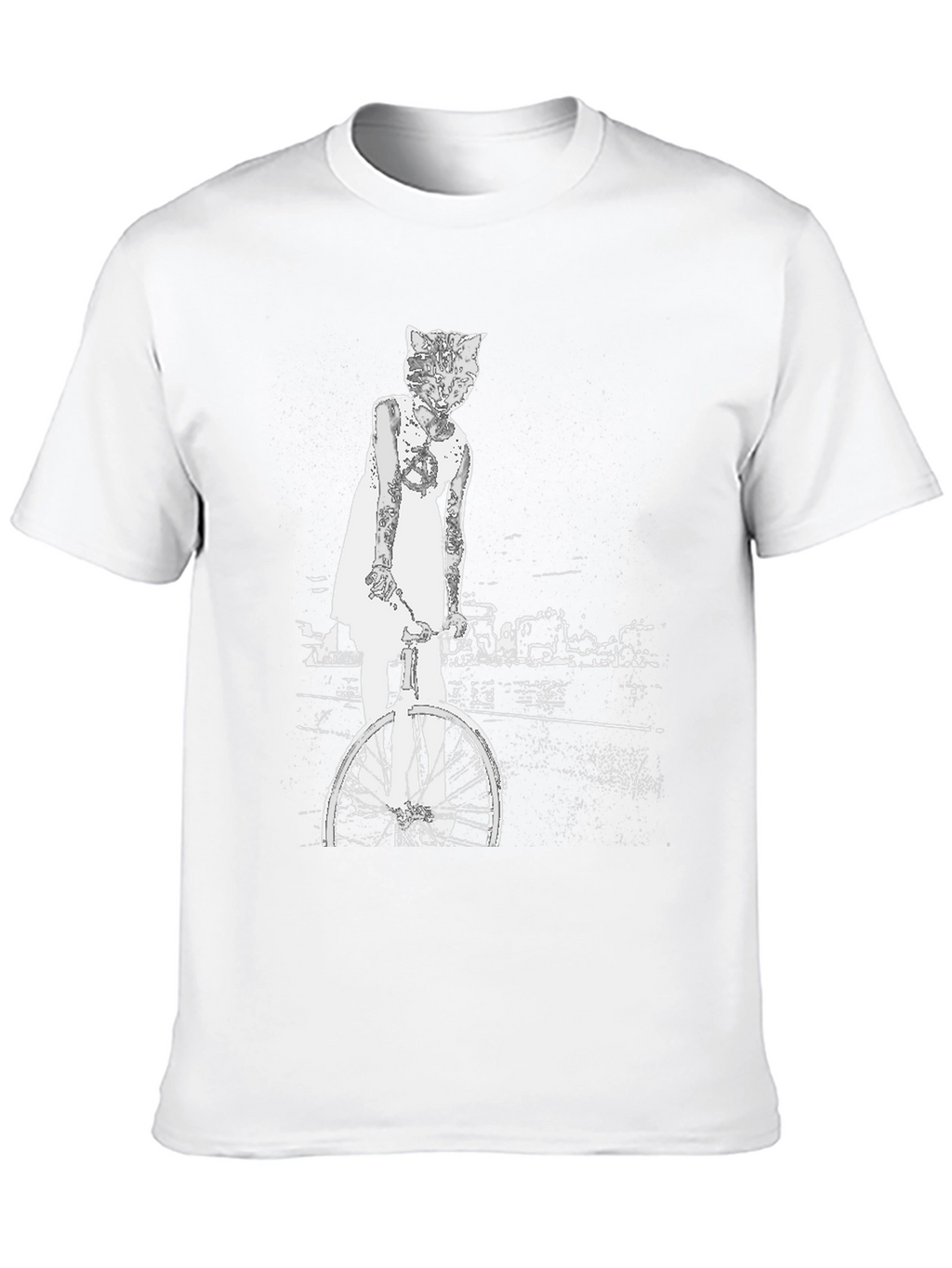 Cat Girl Bicycle Graphic T-Shirt