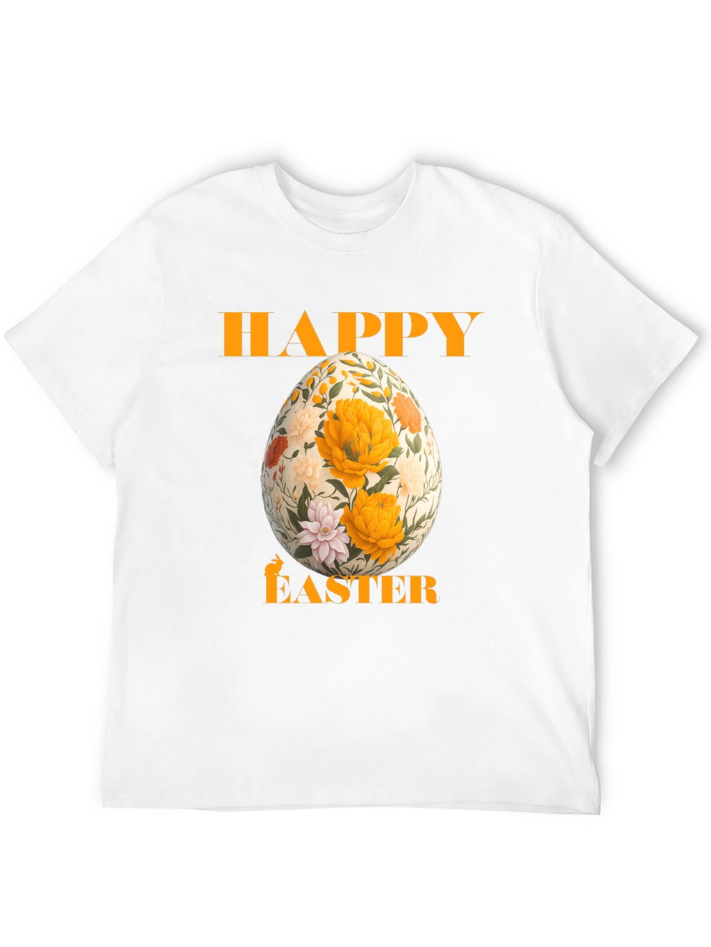 Happy Easter Floral Egg T-Shirt - Black