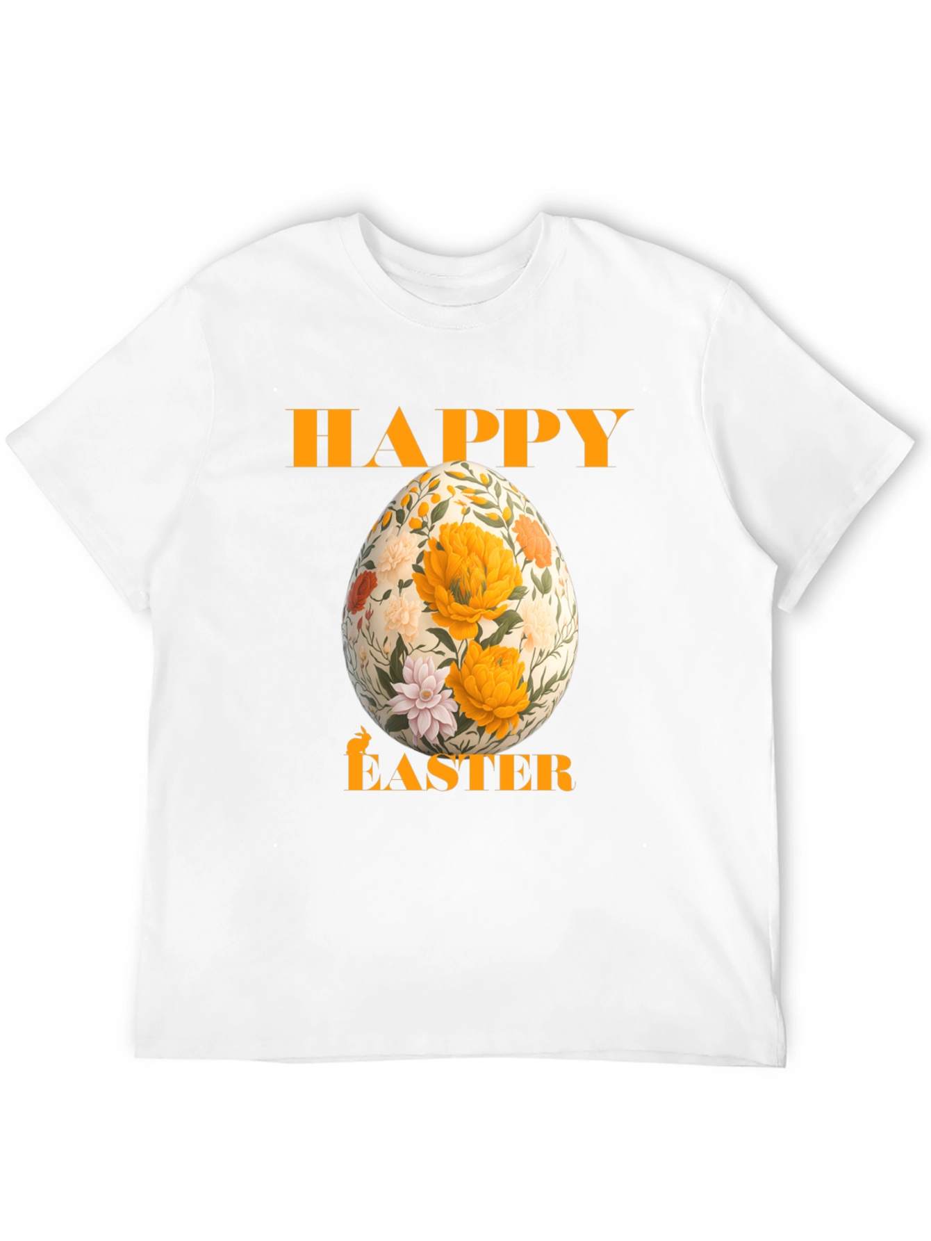Happy Easter Floral Egg T-Shirt - Black