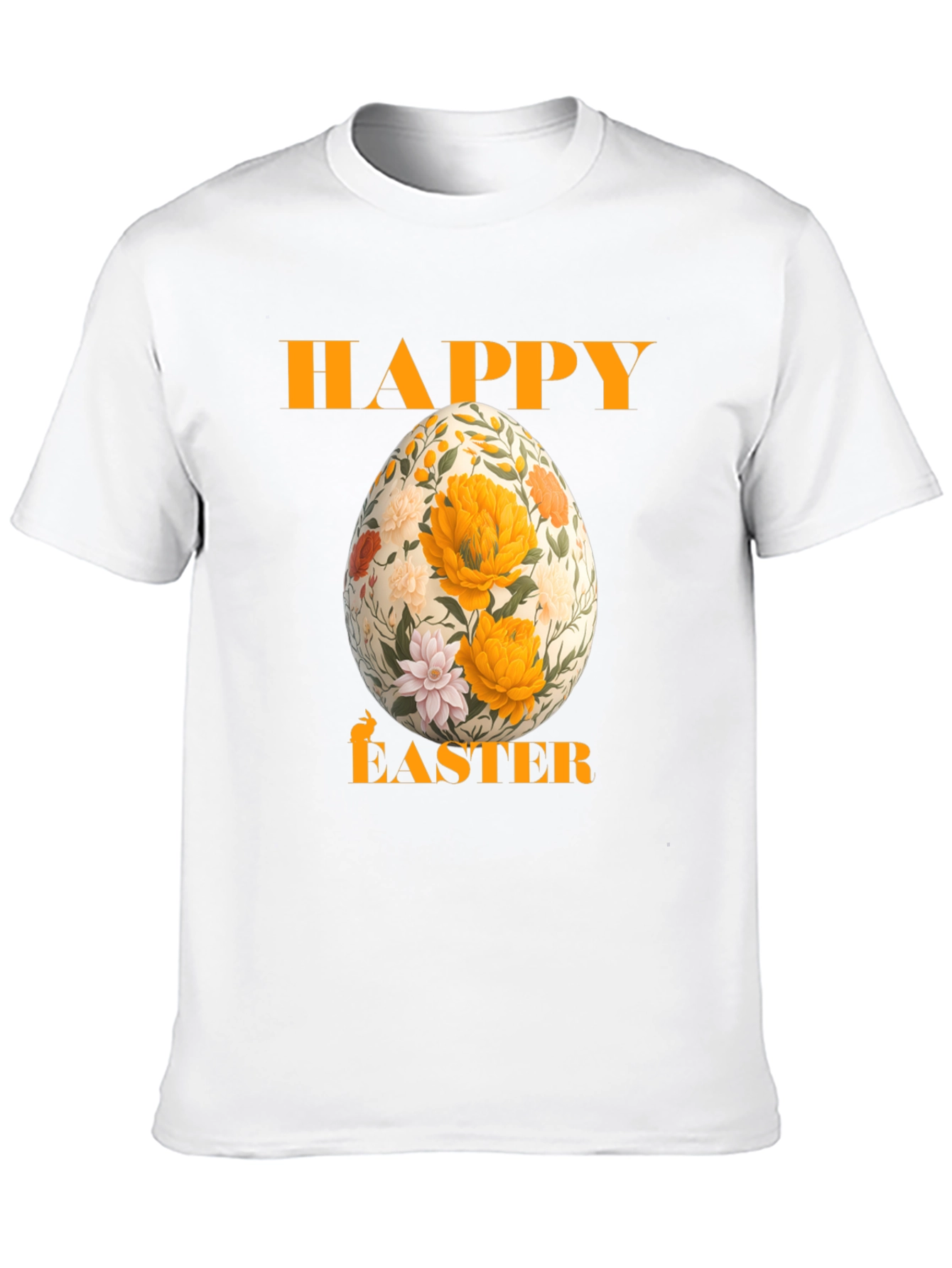 Happy Easter Floral Egg T-Shirt - Black