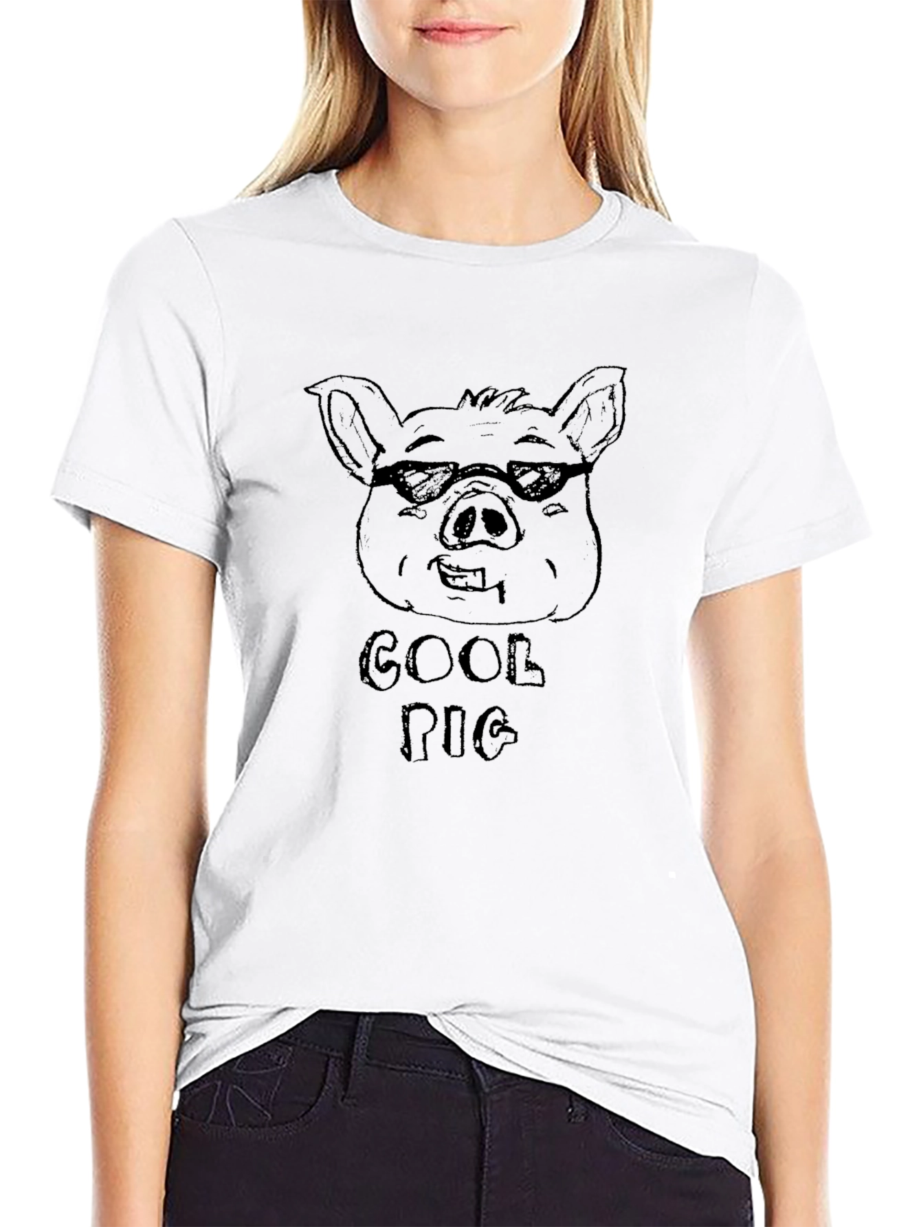 Cool Pig Graphic T-Shirt - Black Cotton Tee
