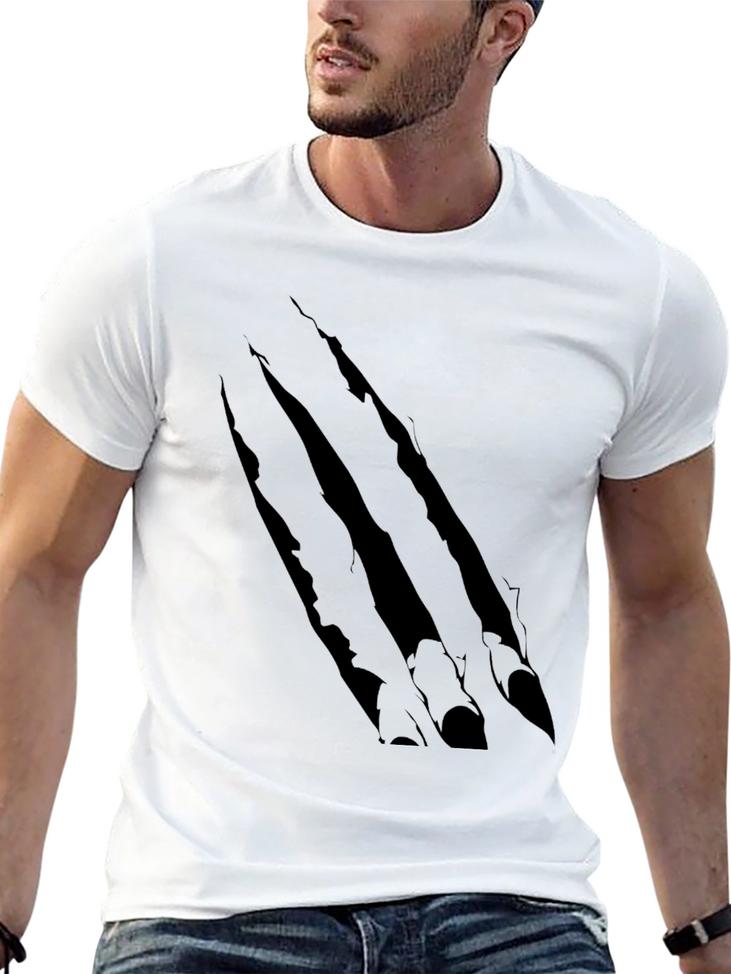 Claw Scratch Graphic Print Black T-Shirt