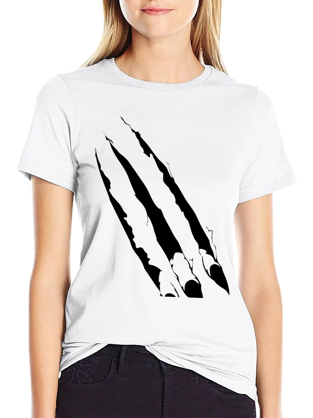 Claw Scratch Graphic Print Black T-Shirt