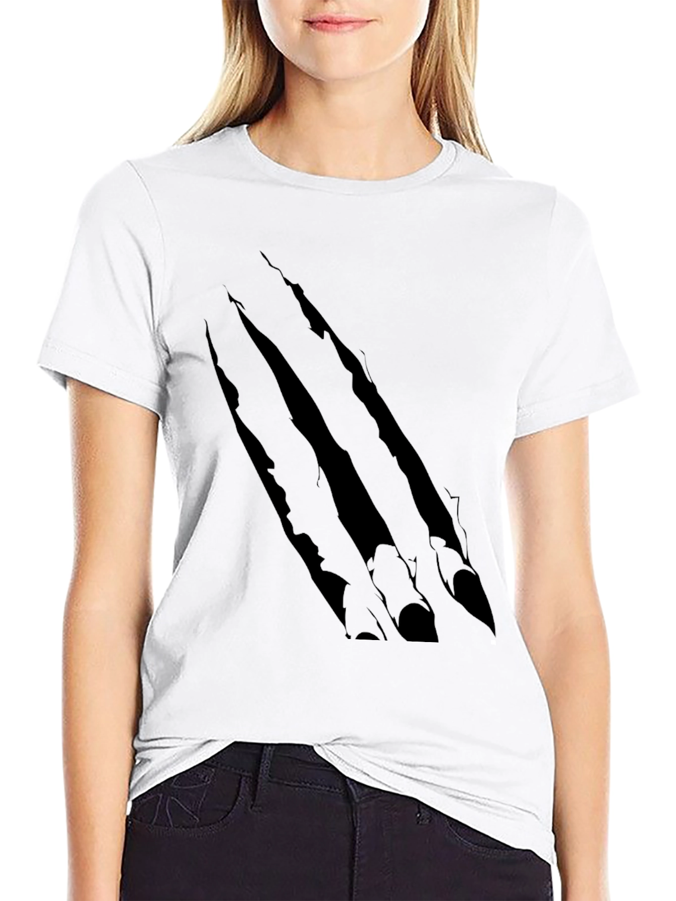 Claw Scratch Graphic Print Black T-Shirt